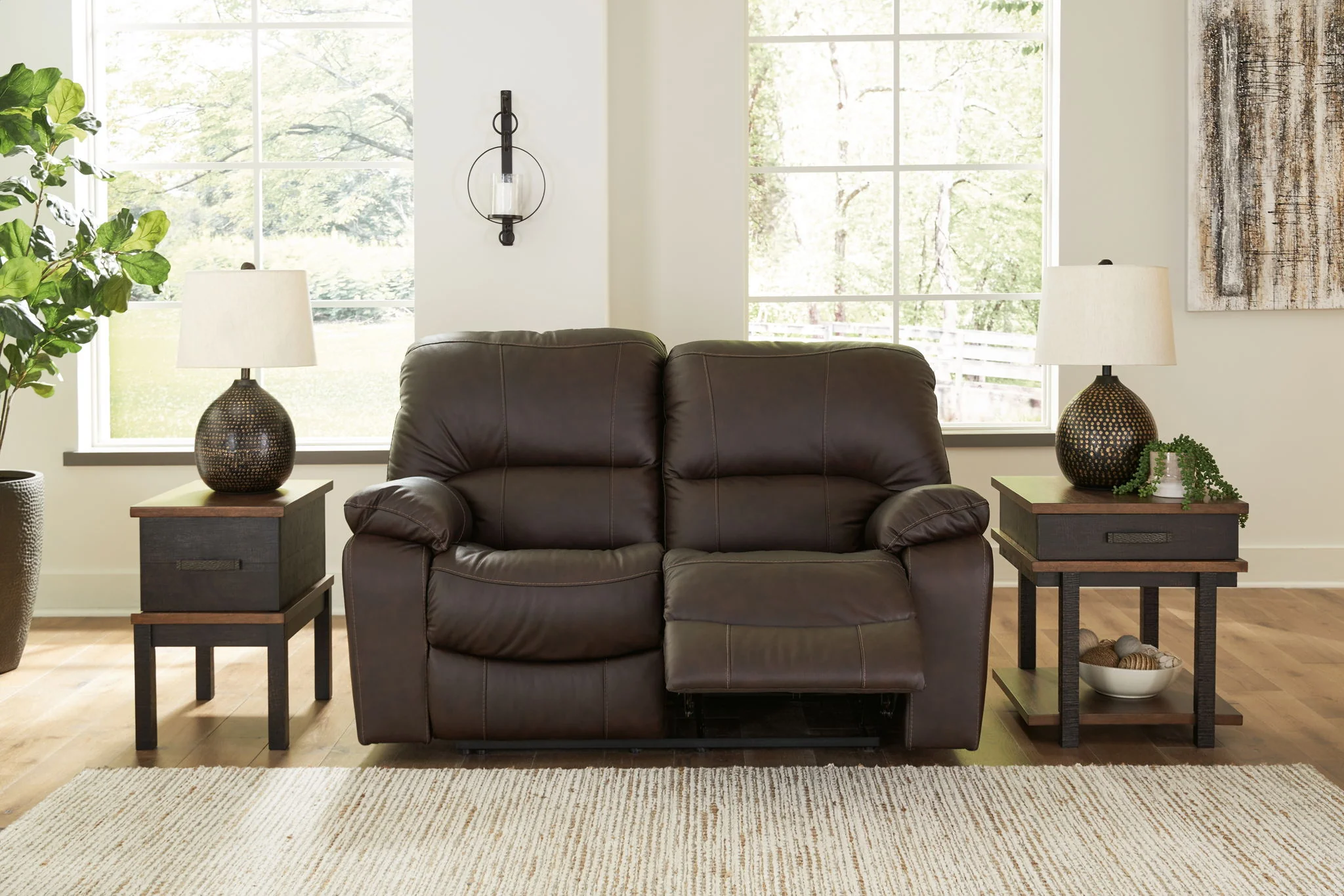 Leesworth - Dark Brown - Reclining Power Loveseat - Image 5