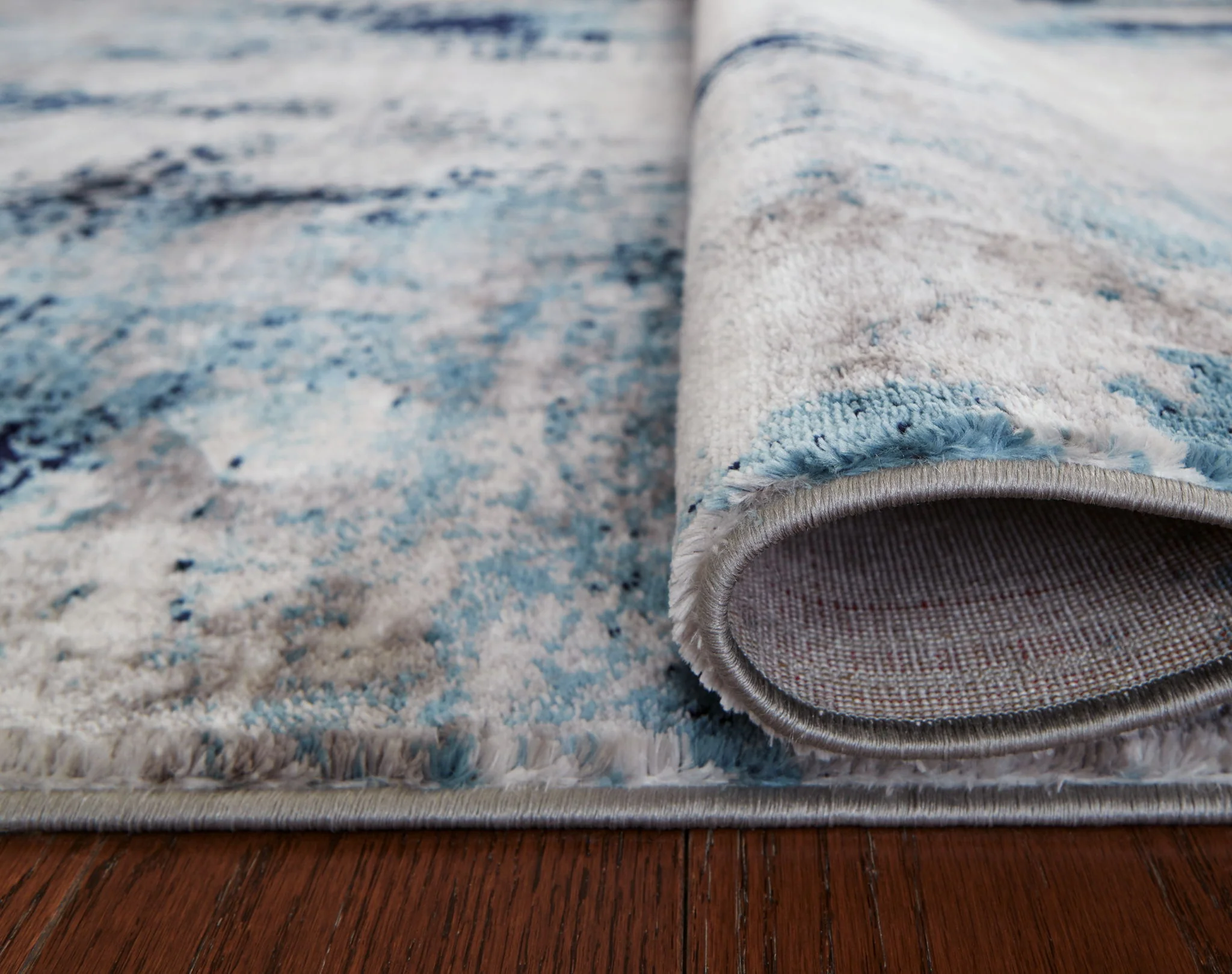 Leonelle - White / Blue / Gray - Large Rug - 8' x 10' - Image 4