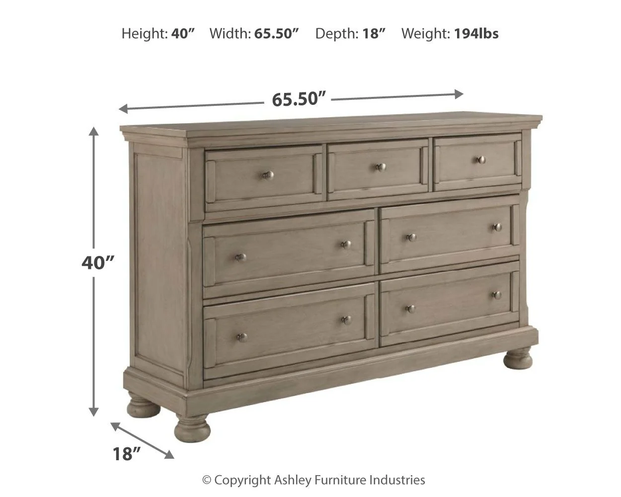 Lettner - Light Gray - Dresser - 7-drawers - Image 3