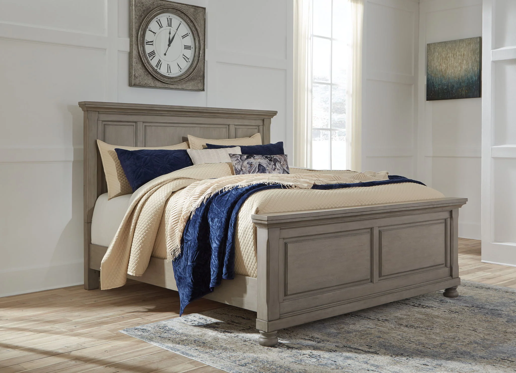 Lettner - Light Gray - King Panel Bed - Image 2