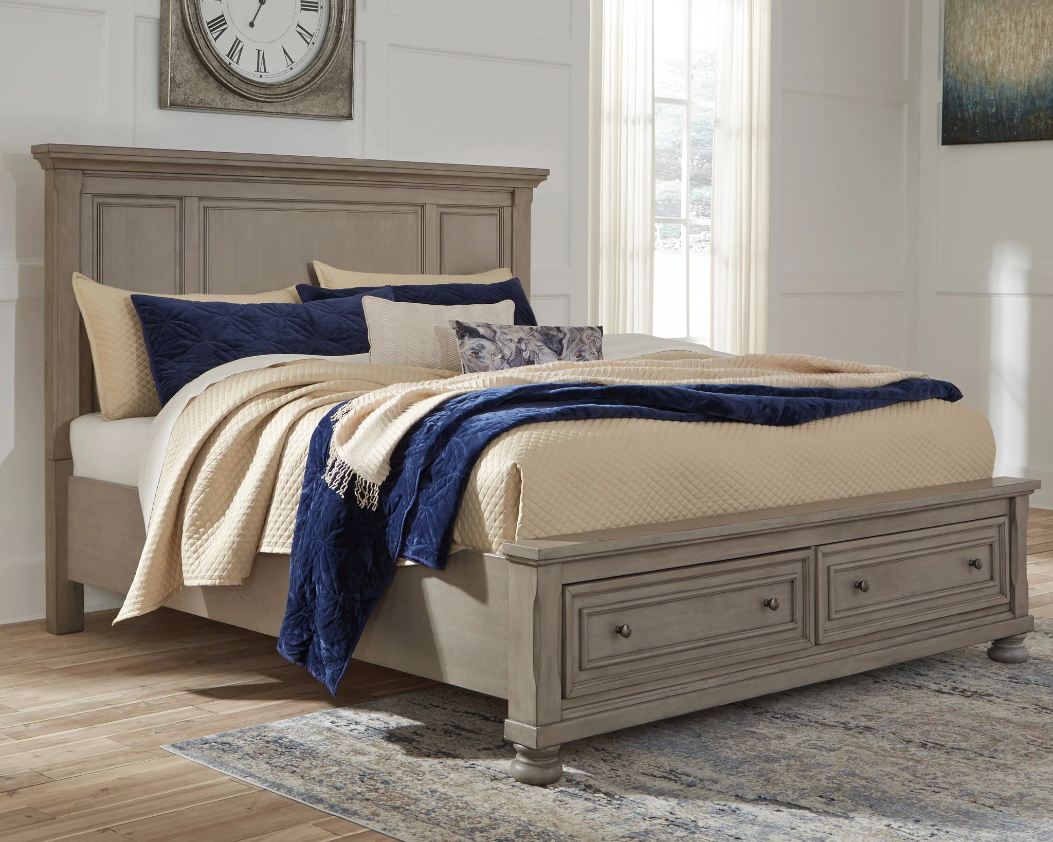 Lettner - Light Gray - King Panel Storage Bed - Image 2