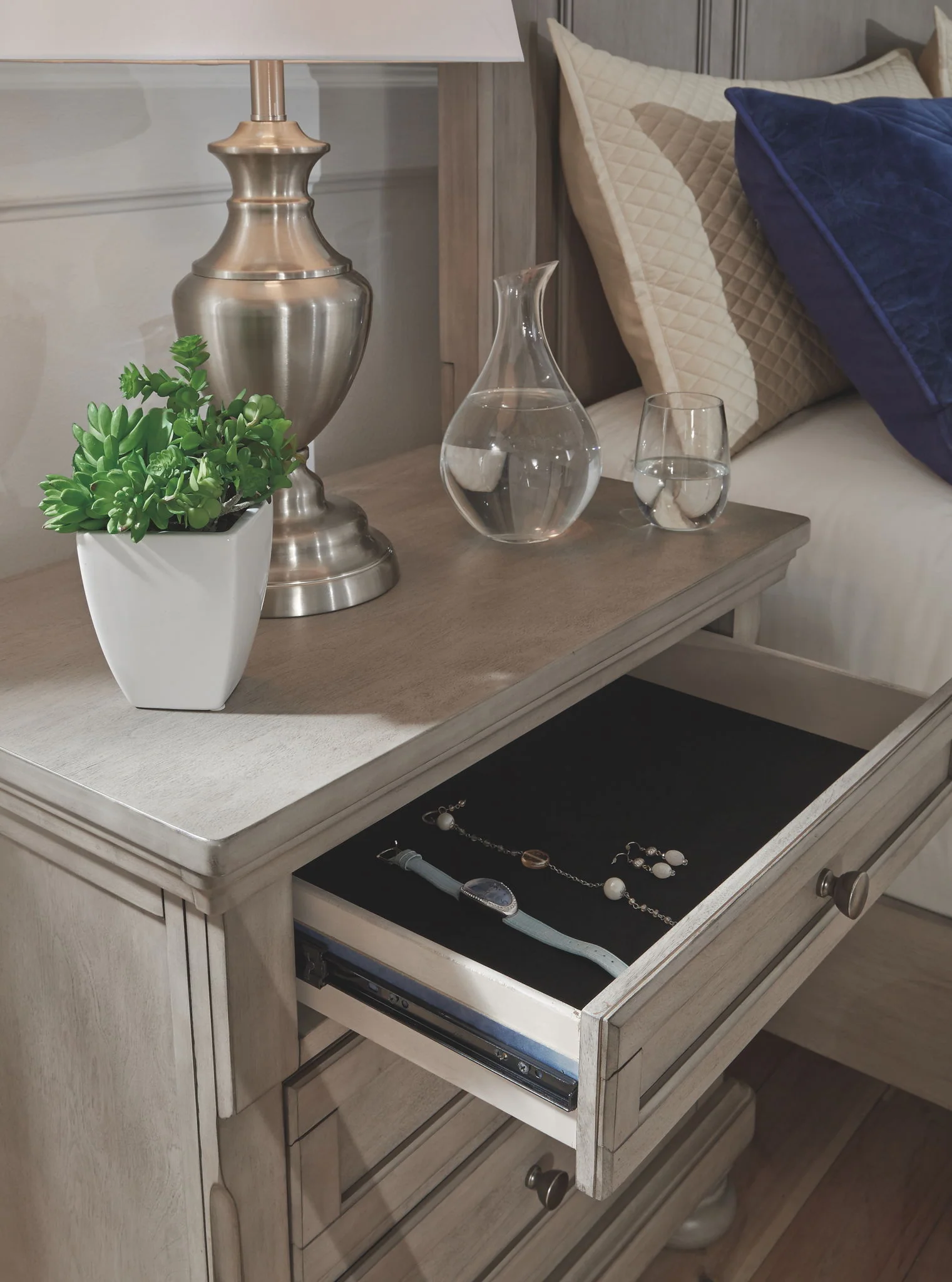 Lettner - Light Gray - Two Drawer Night Stand - Image 3