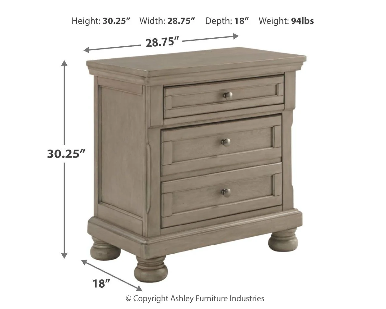 Lettner - Light Gray - Two Drawer Night Stand - Image 4