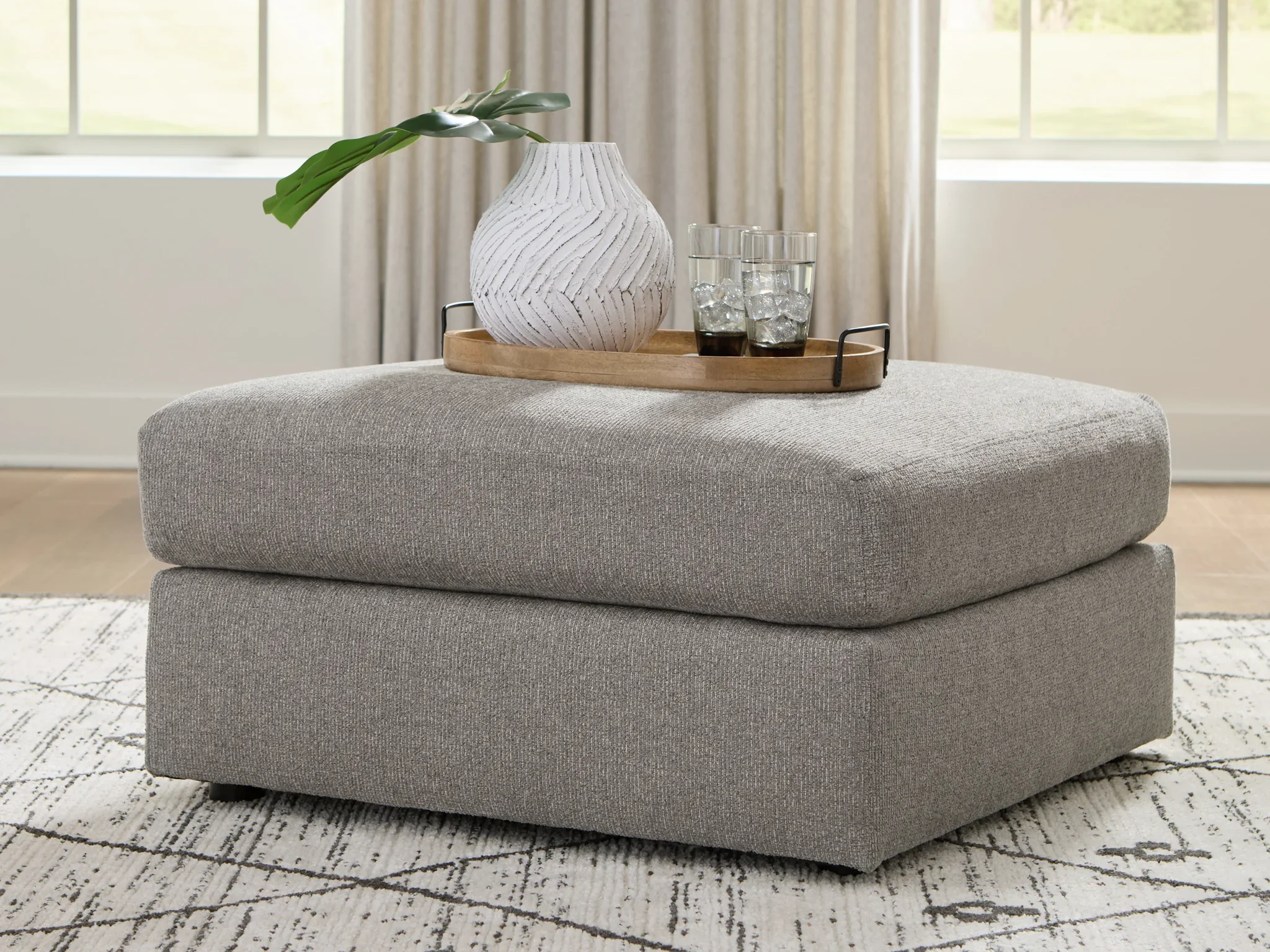 Lindon - Oversized Accent Ottoman - Smoke - Image 2