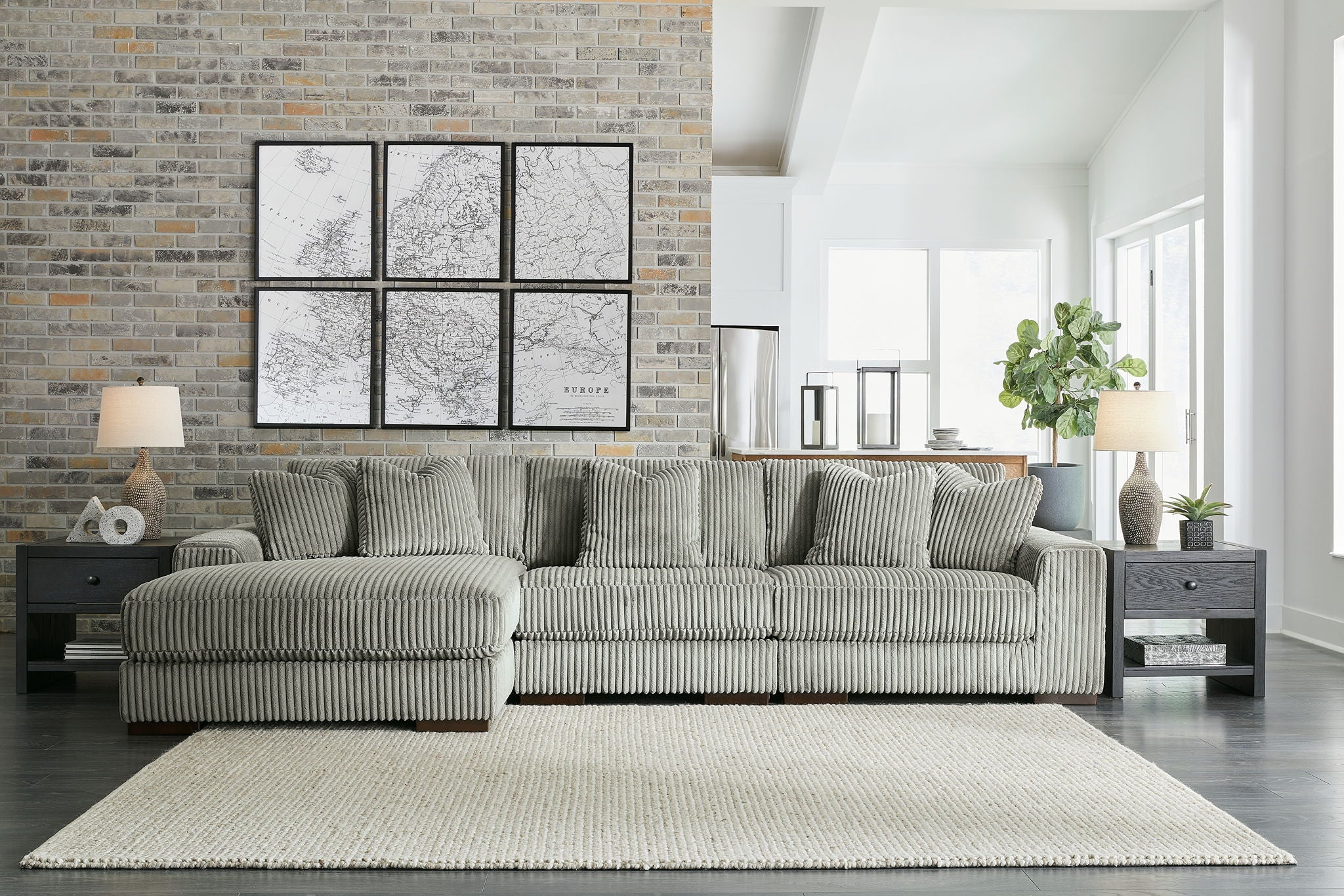 Lindyn - Fog - 3-Piece Sectional With Laf Corner Chaise - Image 2