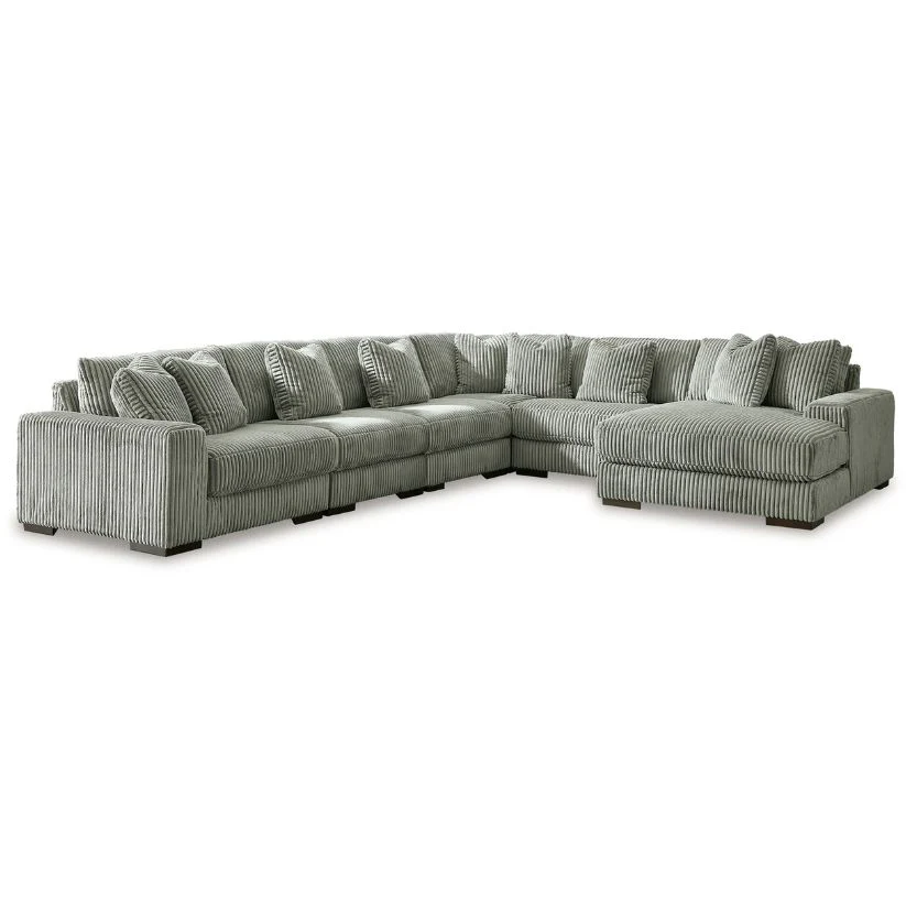 Lindyn - Fog - 6-Piece Sectional With RAF Corner Chaise