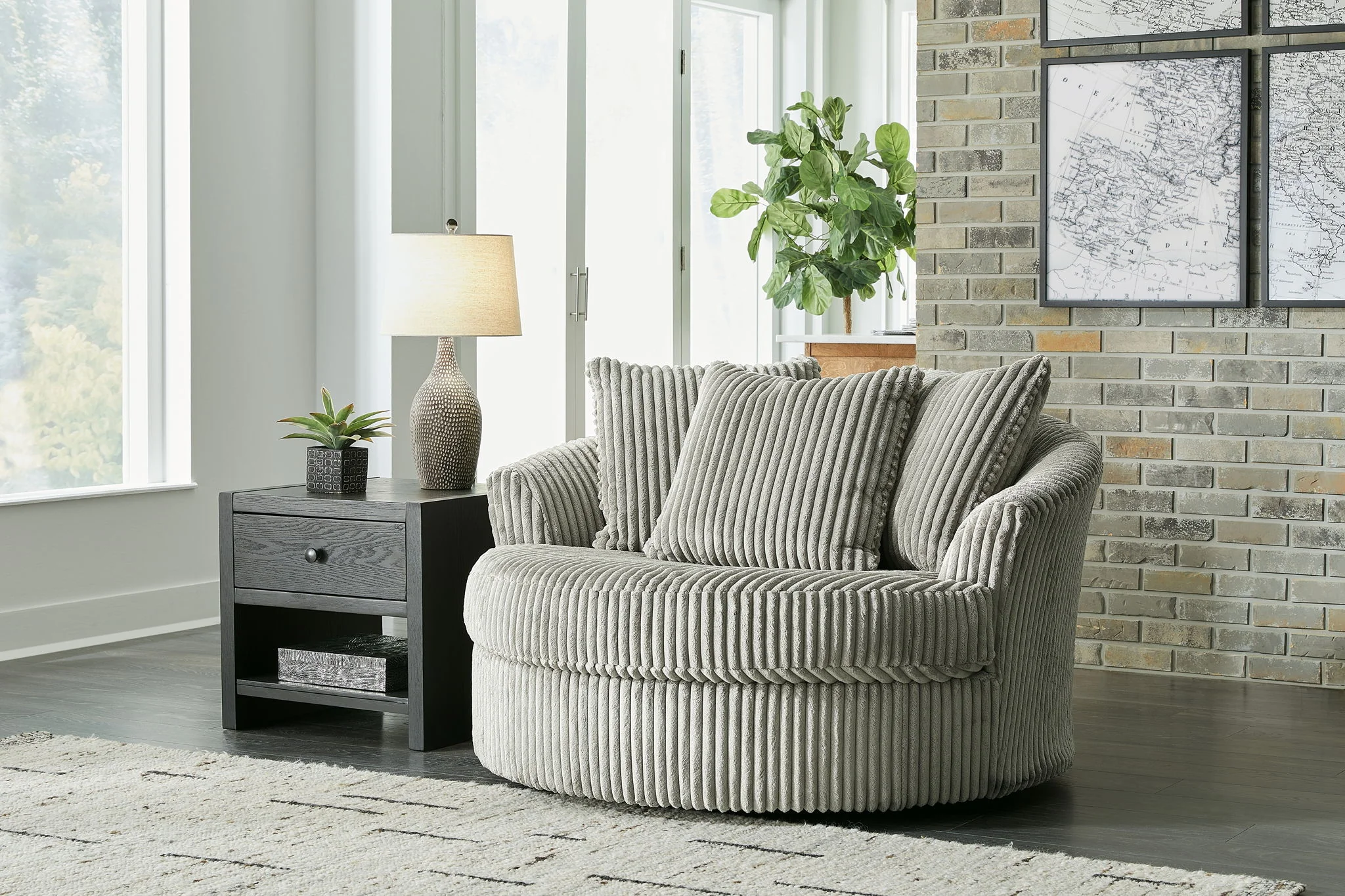 Lindyn - Fog - Oversized Swivel Accent Chair - Image 2