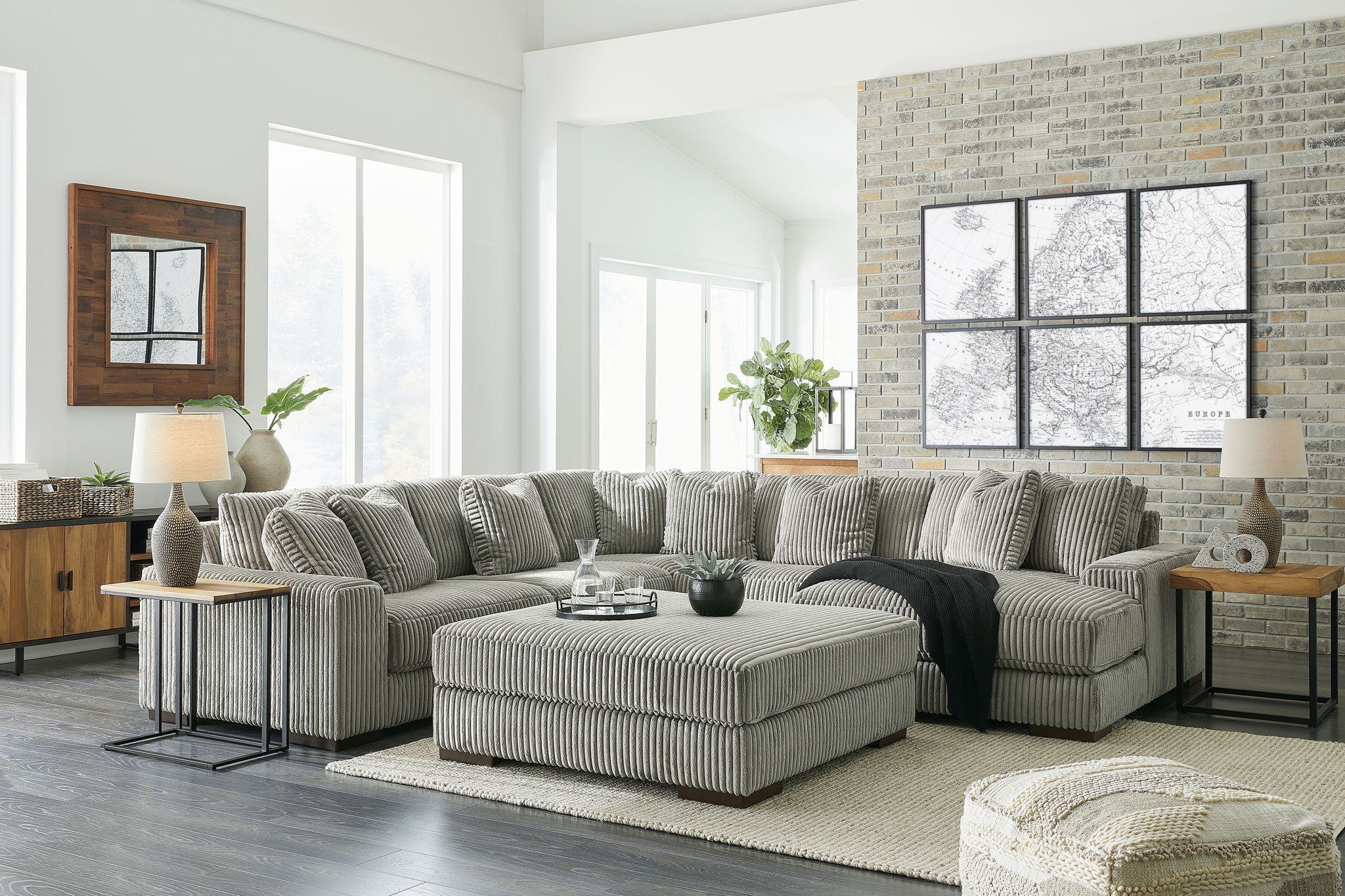 Lindyn - Fog - Right Arm Facing Corner Chaise 5 Pc Sectional - Image 2