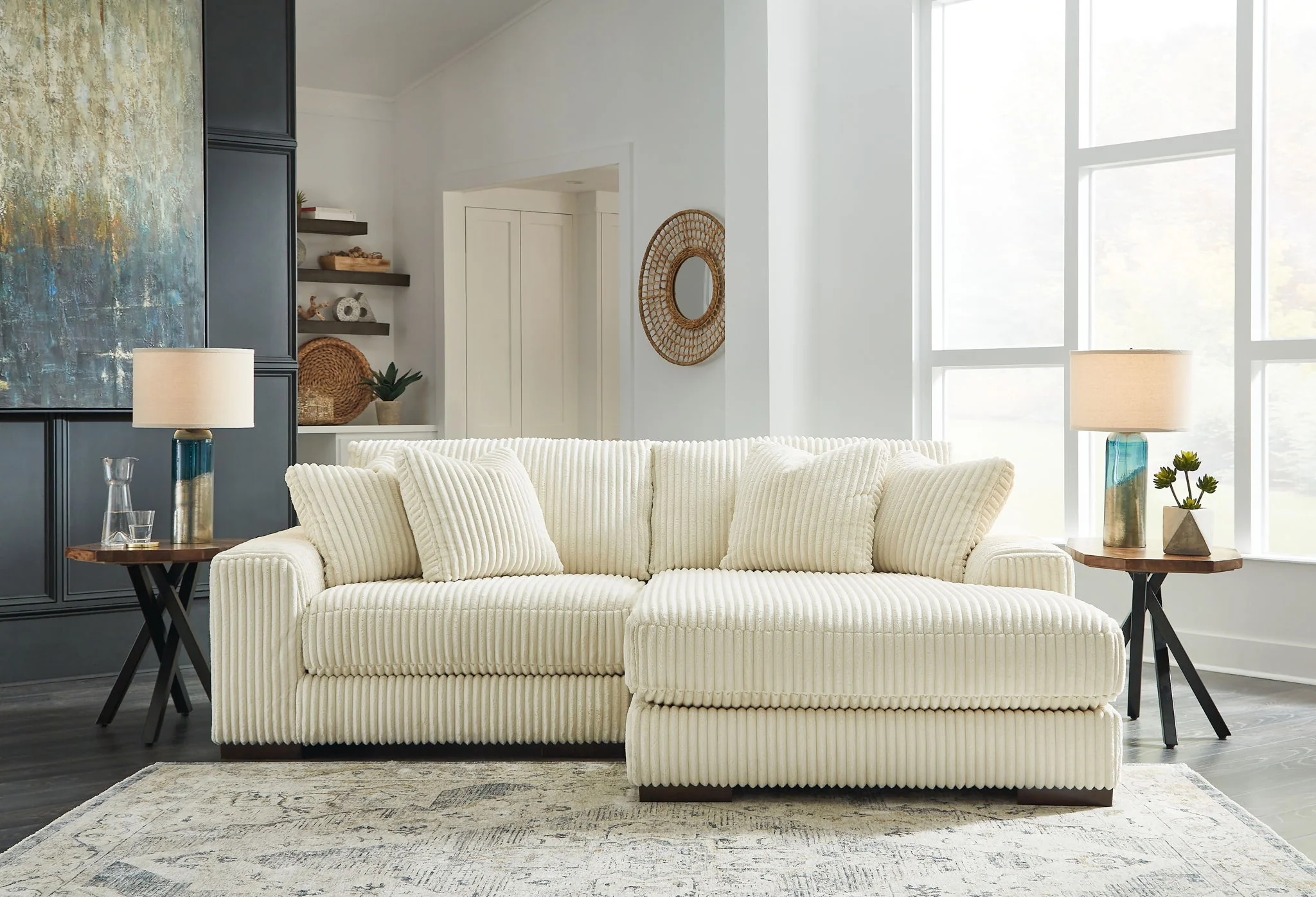 Lindyn - Ivory - Right Arm Facing Corner Chaise 2 Pc Sectional - Image 2