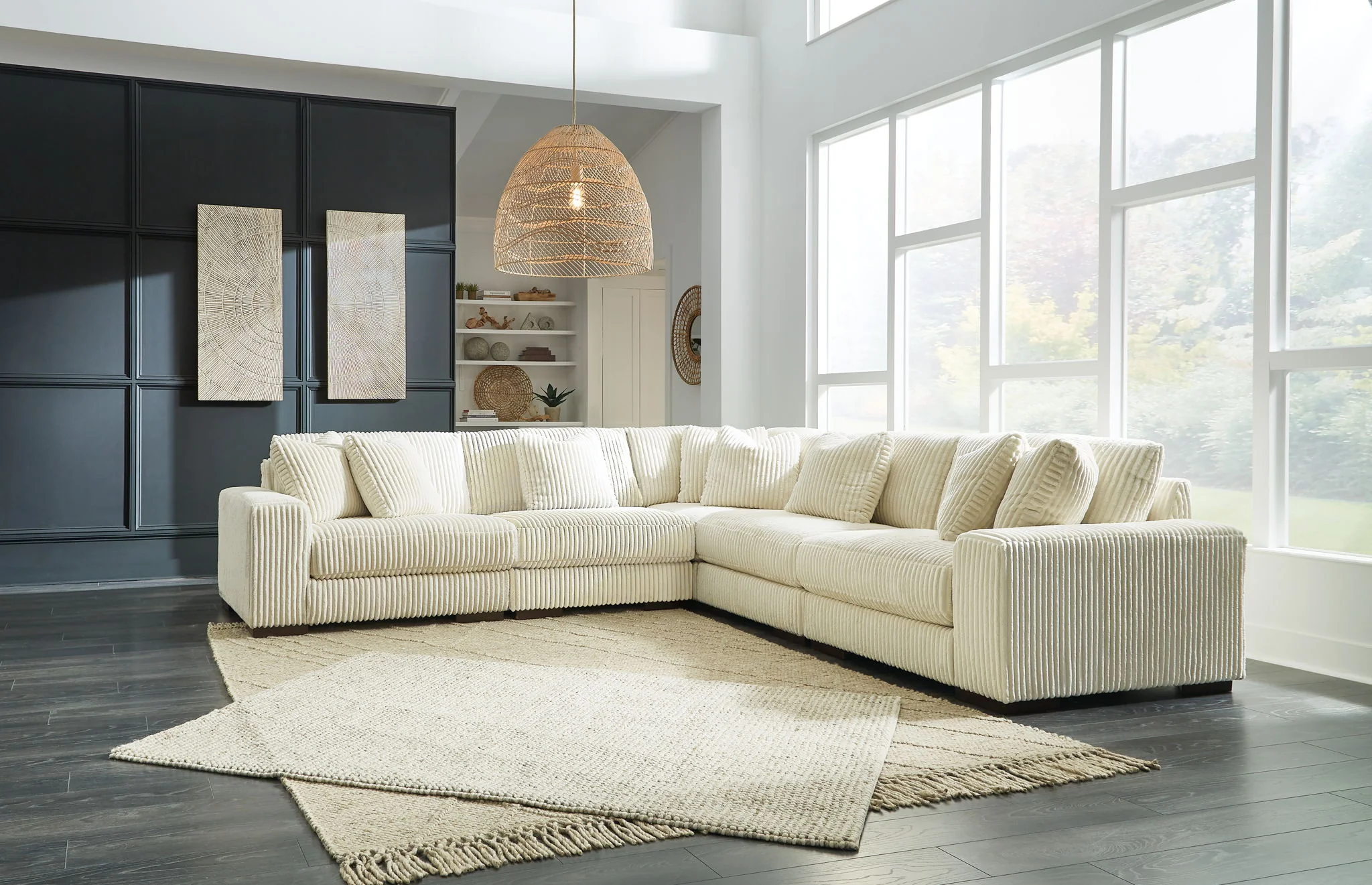 Lindyn - Ivory - Corner Chairs 5 Pc Sectional - Image 2