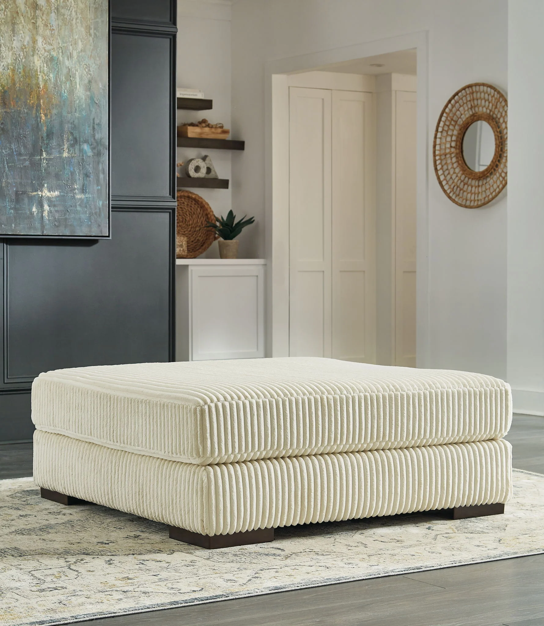 Lindyn - Beige - Oversized Accent Ottoman - Image 2
