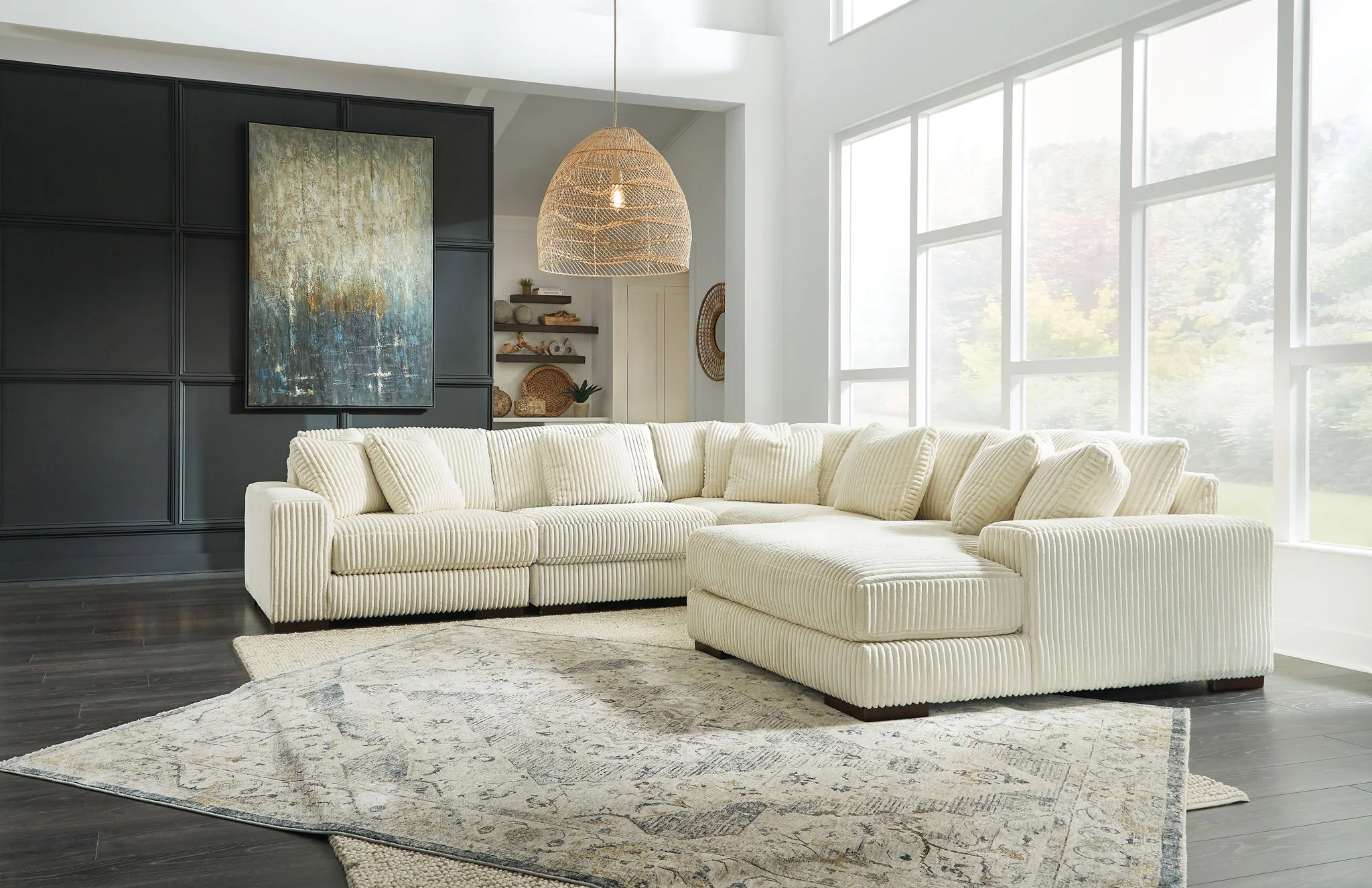 Lindyn - Ivory - Right Arm Facing Corner Chaise 5 Pc Sectional - Image 2