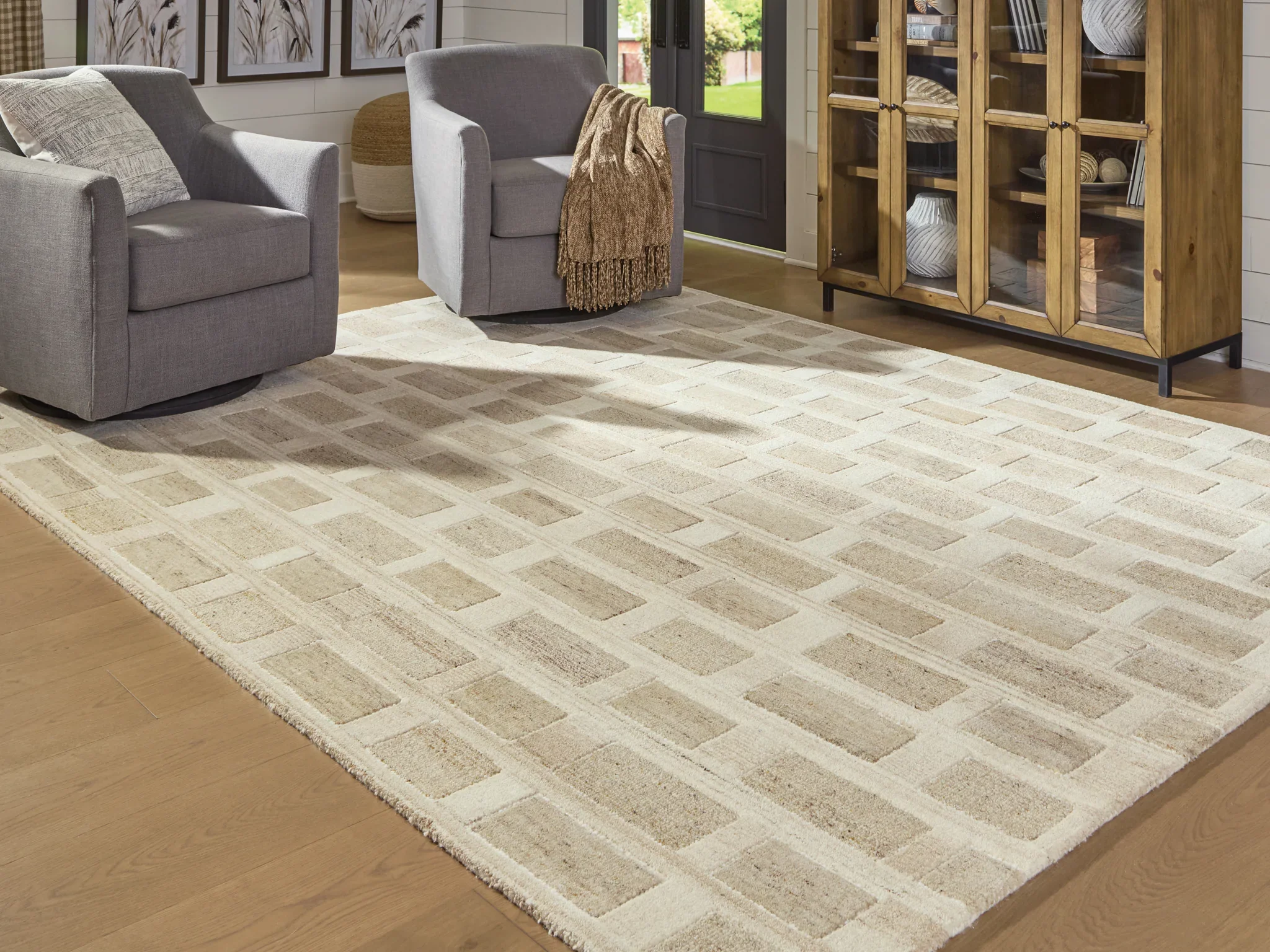 Lisgrove - Tan / Brown / White - Large Rug - 8' x 10' - Image 2