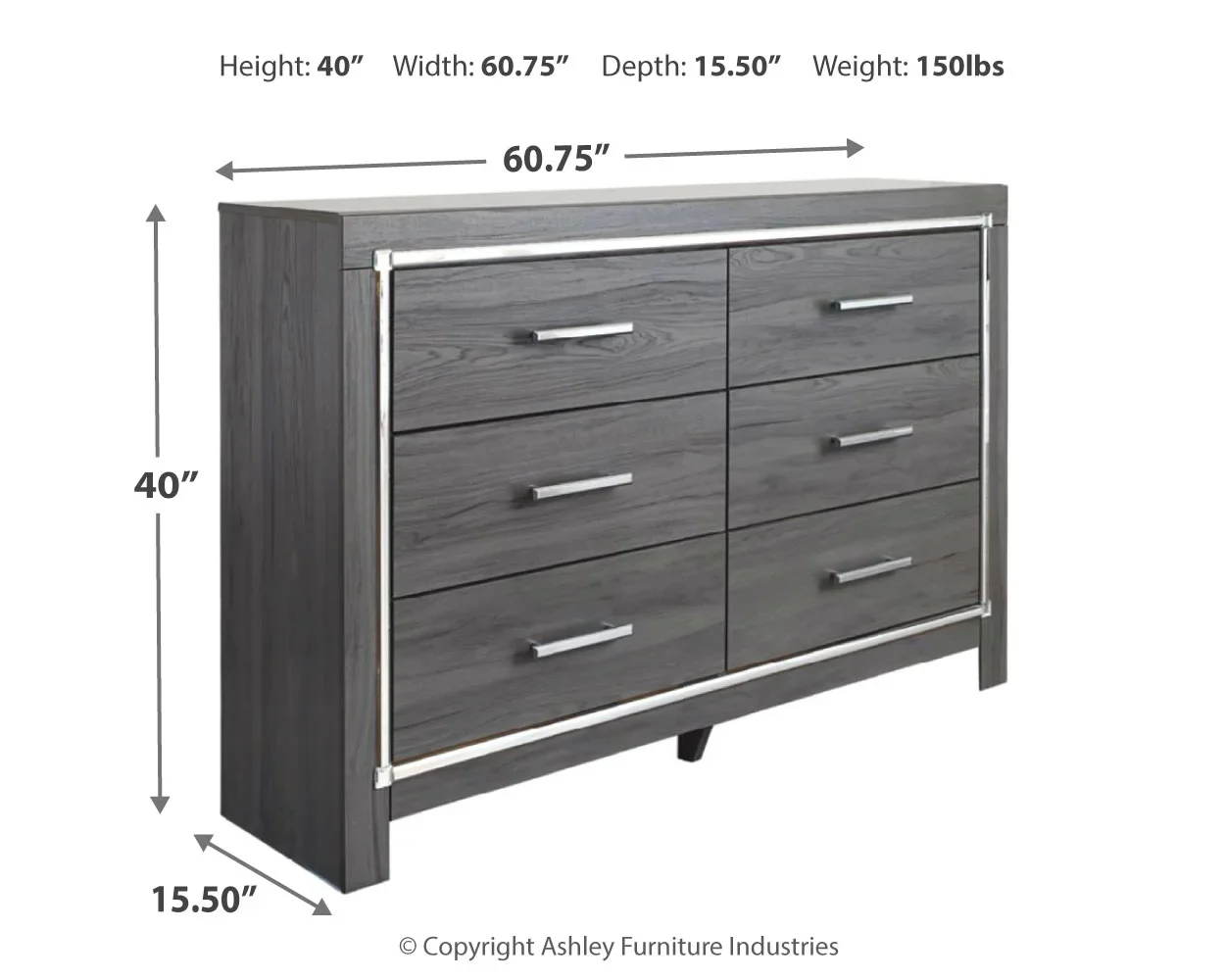 Lodanna - Gray - Six Drawer Dresser - Image 4