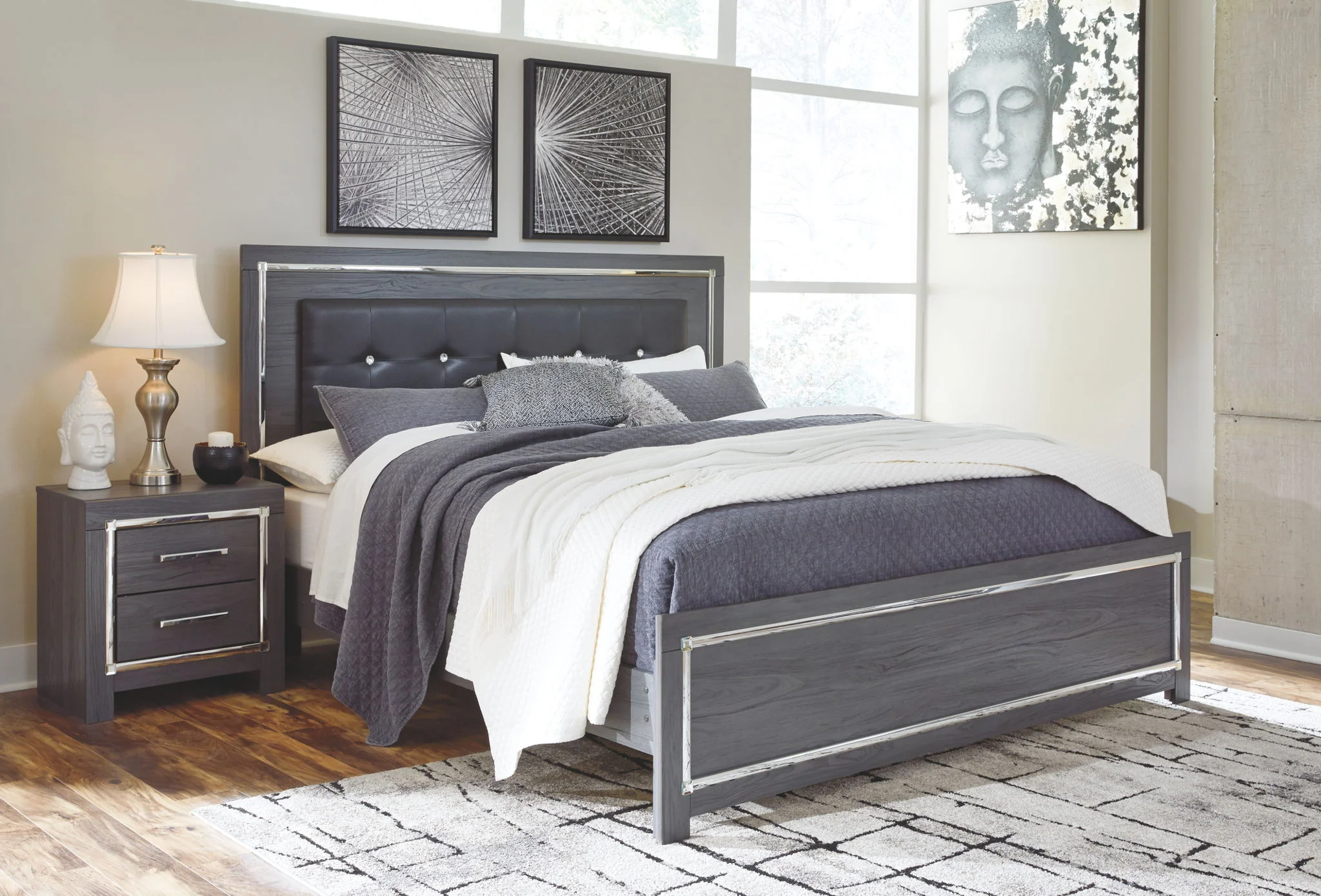 Lodanna - Gray - King Panel Bed - Image 2