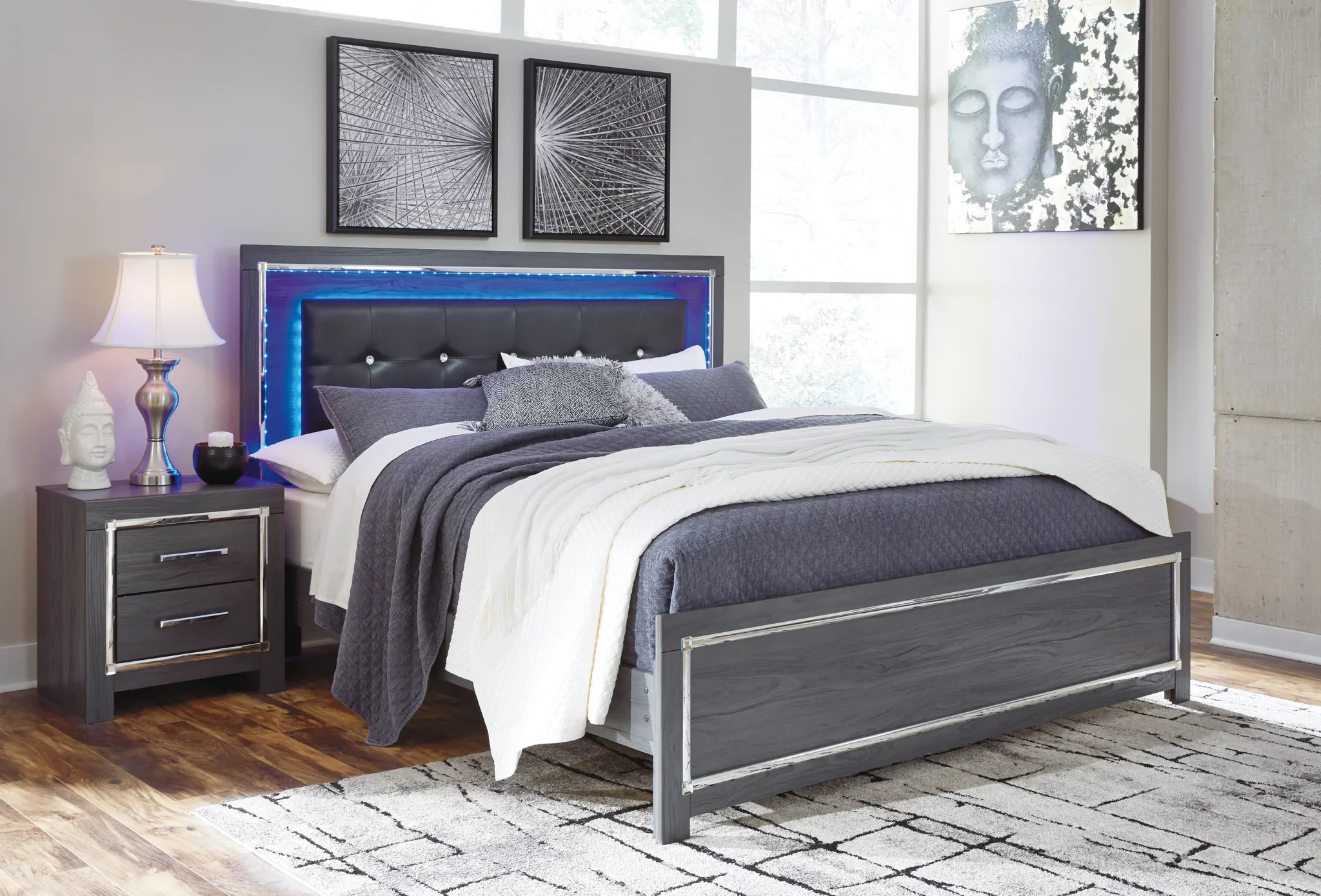 Lodanna - Gray - King Panel Bed - Image 3