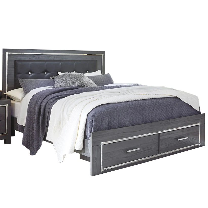 Lodanna - Gray - King Panel Bed With 2 Storage Drawers