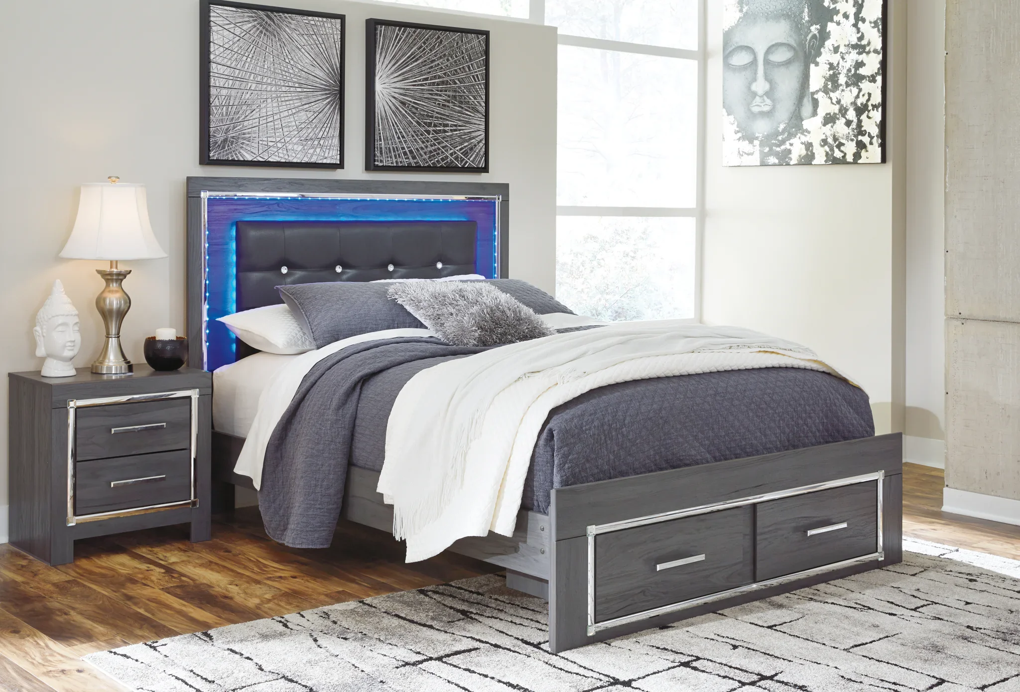 Lodanna - Gray - Queen Panel Bed With 2 Storage Drawers - Image 3