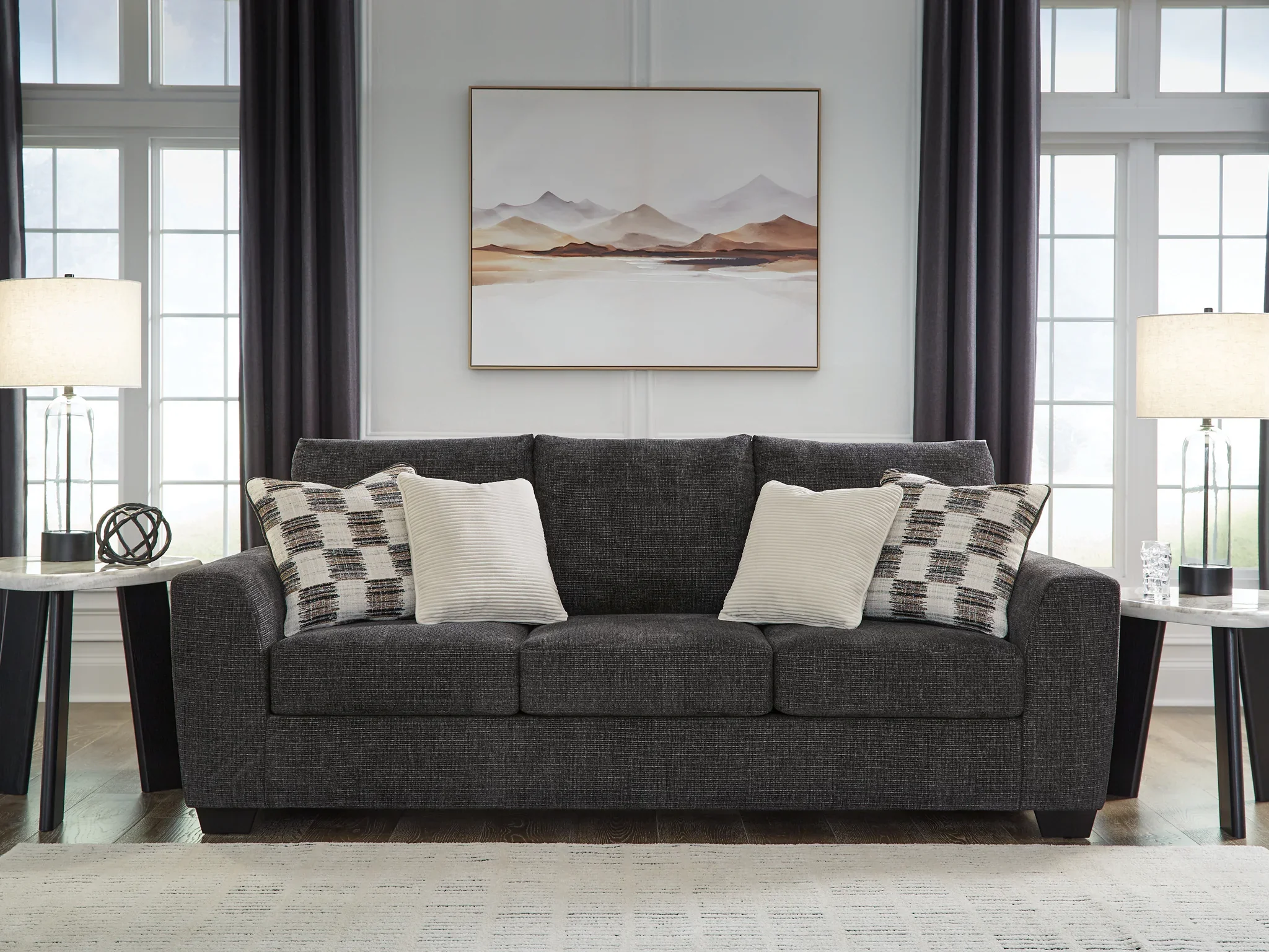 Loreo - 2 Pc. - Sofa, Loveseat - Ebony - Image 2