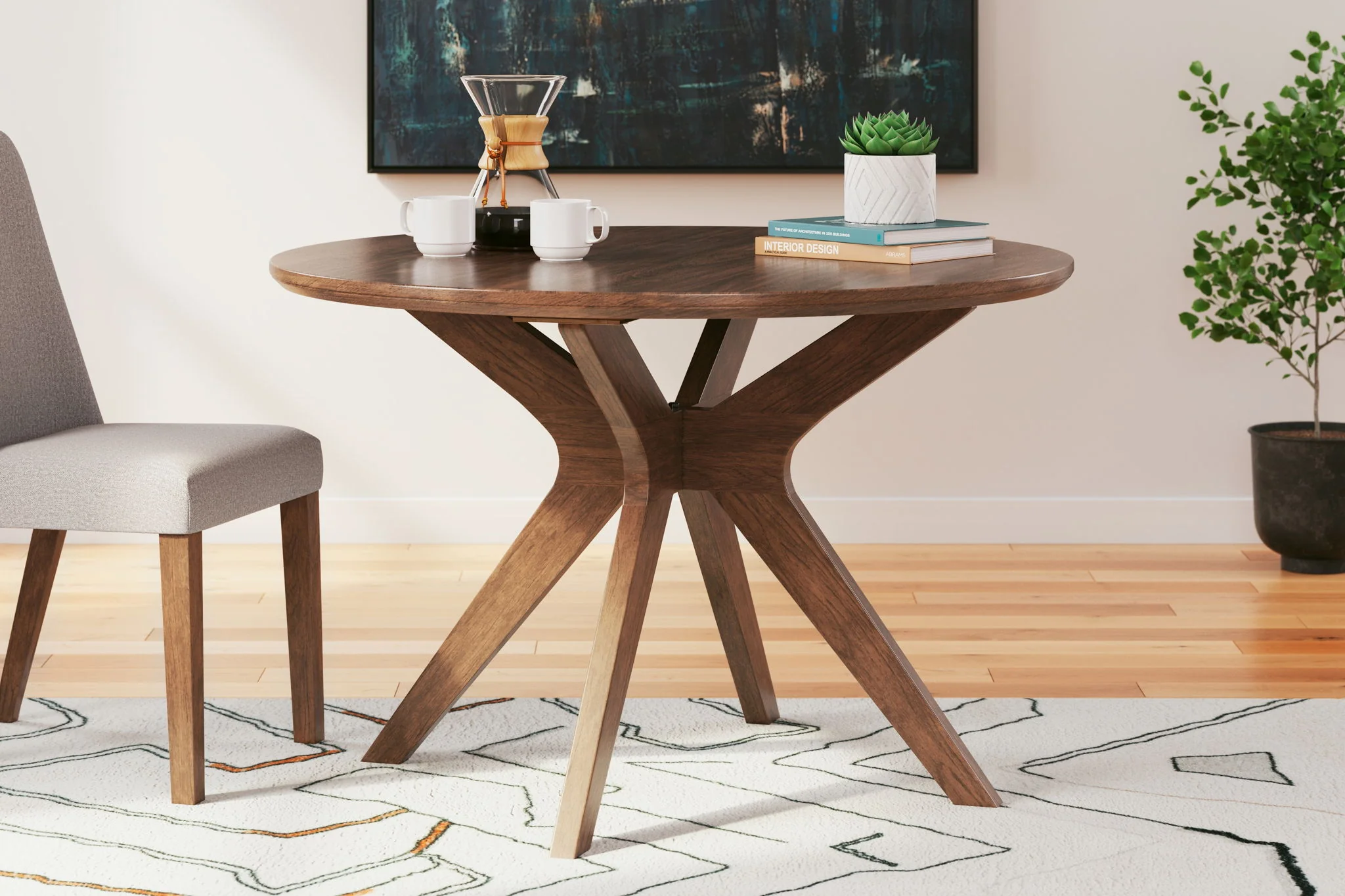 Lyncott - Blue / Brown- 5 Pc. - Dining Room Table, 4 Side Chairs - Image 2