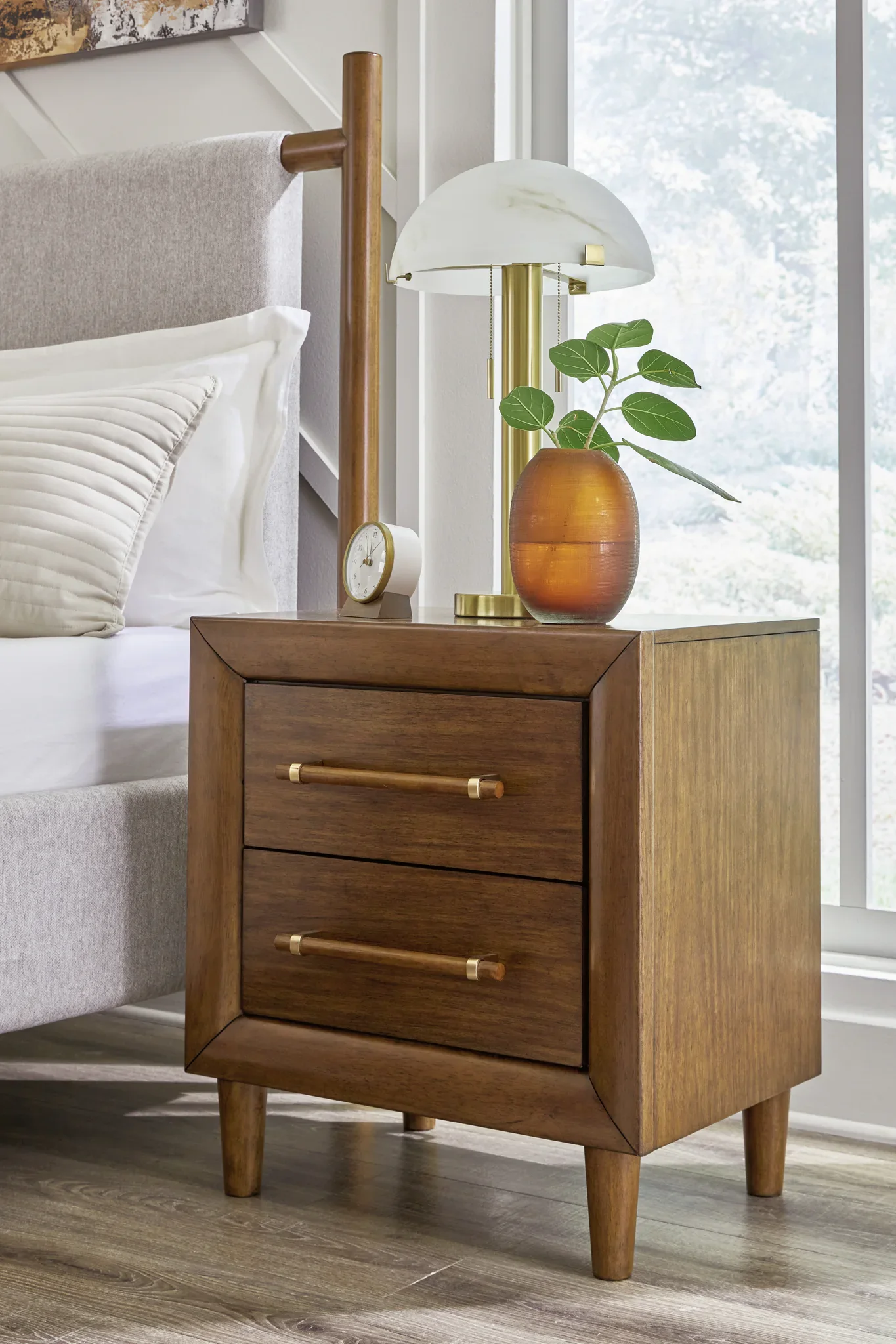 Lyncott - Brown - Two Drawer Night Stand - Image 3
