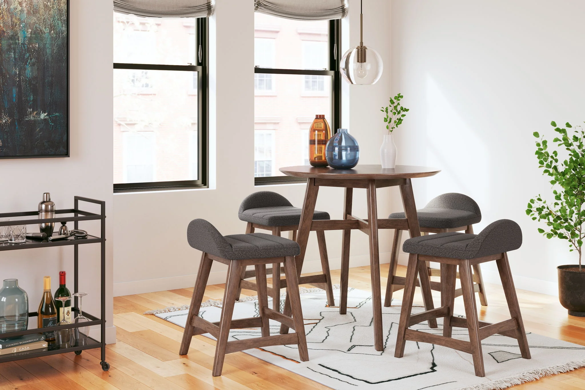 Lyncott - Charcoal / Brown - Upholstered Barstool (Set of 2) - Image 10