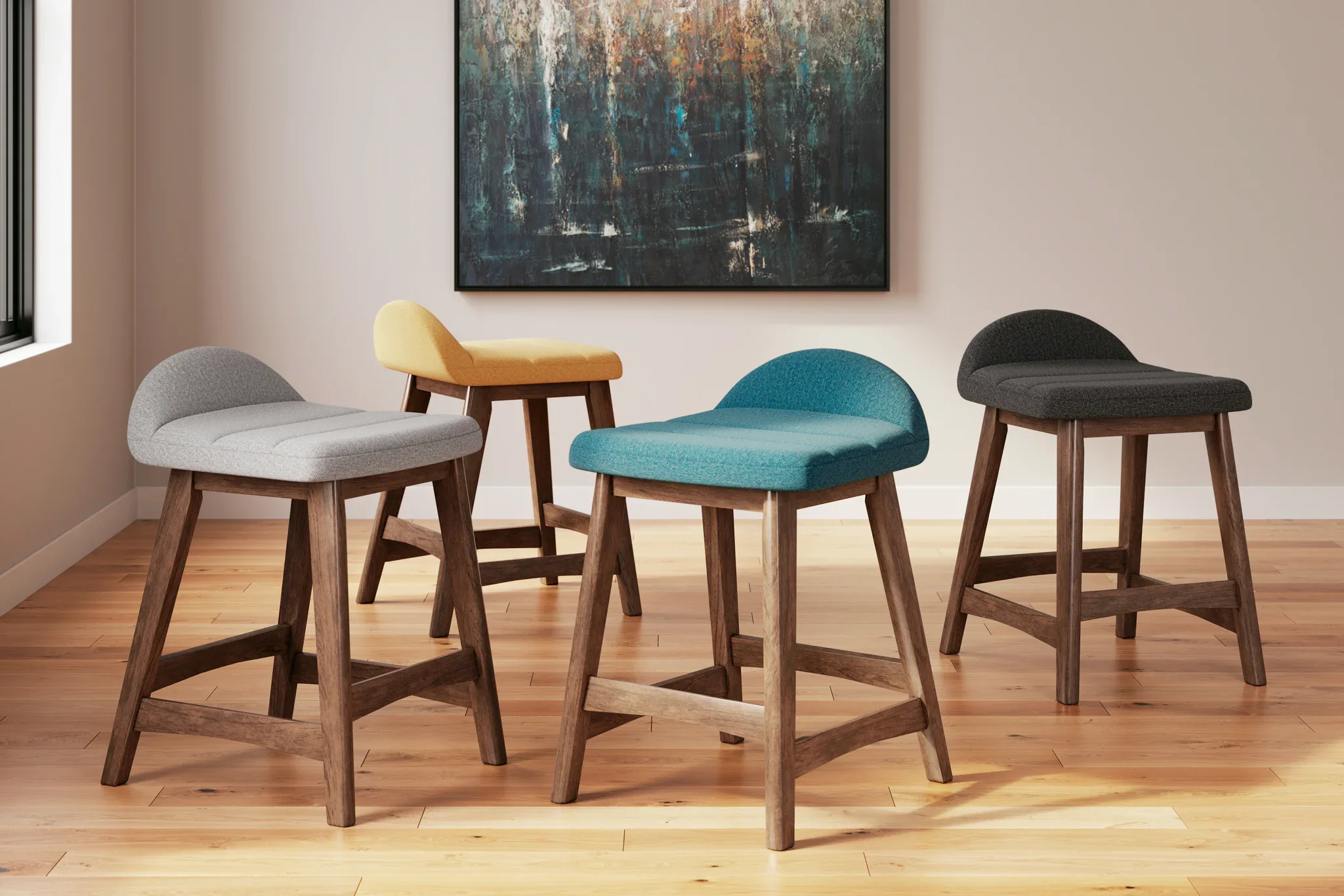 Lyncott - Charcoal / Brown - Upholstered Barstool (Set of 2) - Image 11