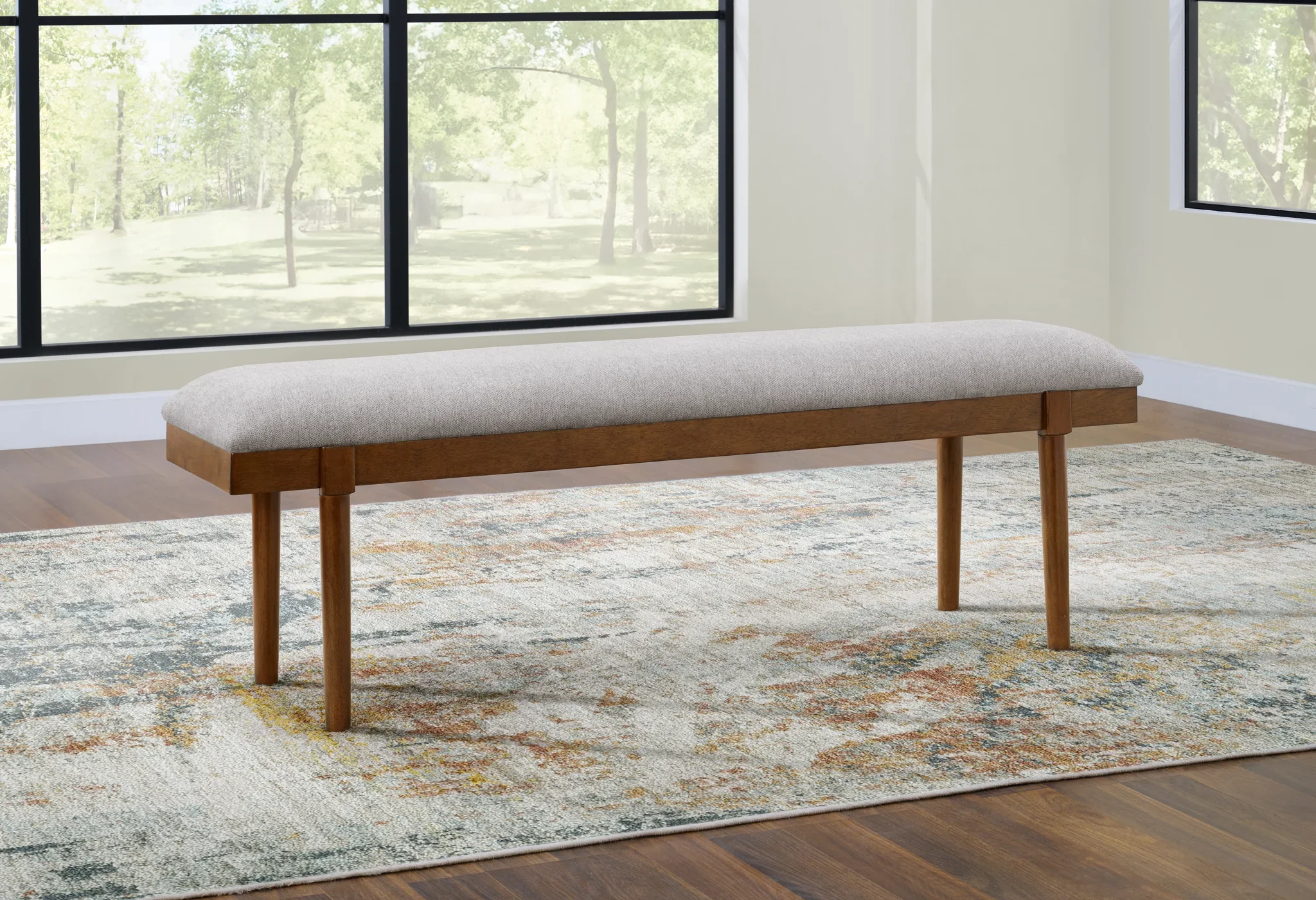 Lyncott - Gray / Brown - Large Upholstered Dining Room Bench - Image 2