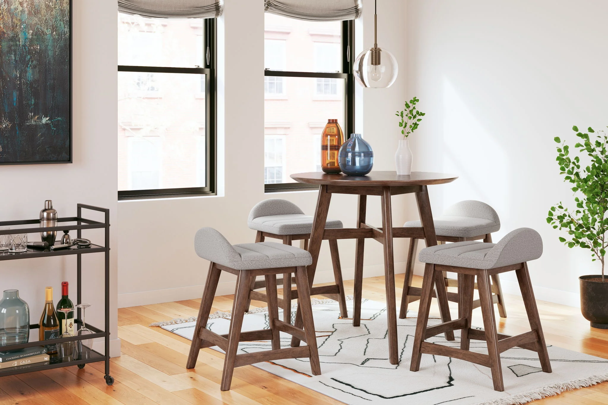 Lyncott - Light Gray / Brown - Upholstered Barstool (Set of 2) - Image 10