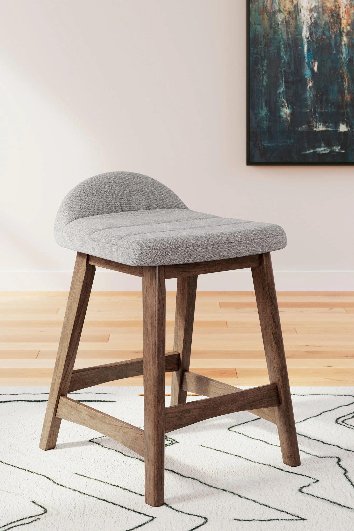 Lyncott - Light Gray / Brown - Upholstered Barstool (Set of 2) - Image 2