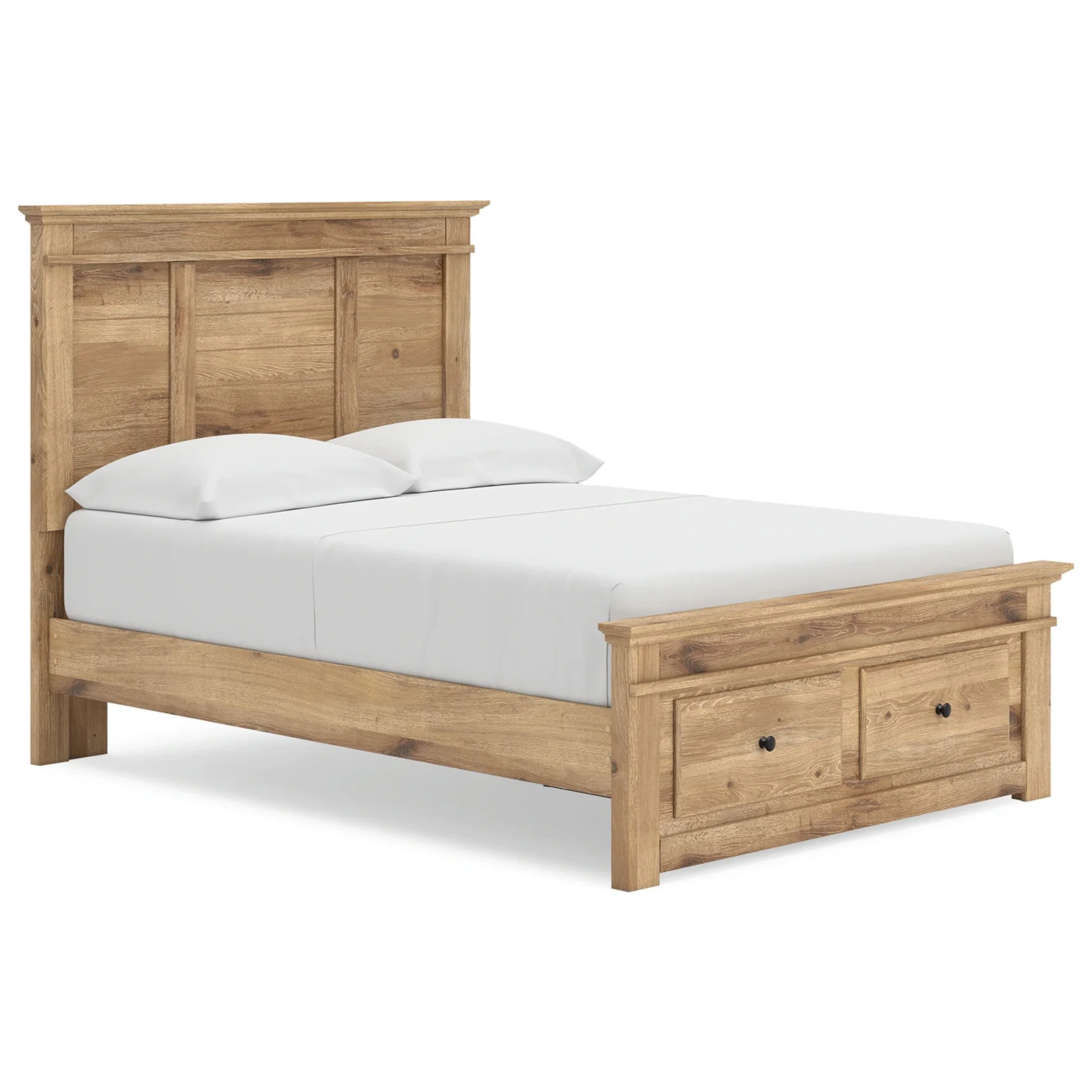 Makidern - Full Panel Storage Bed With Storage Footboard - Tan