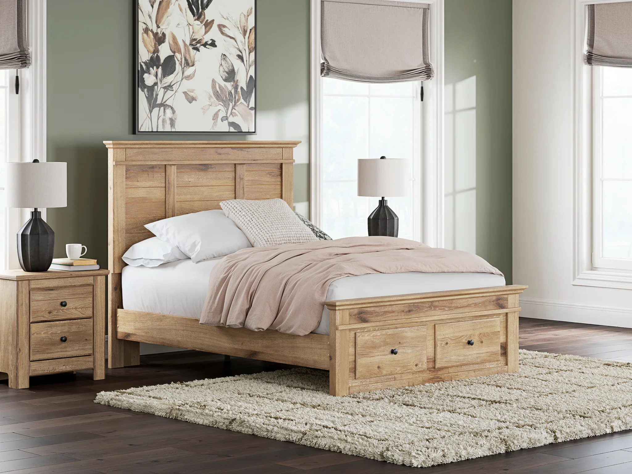 Makidern - Full Panel Storage Bed With Storage Footboard - Tan - Image 3