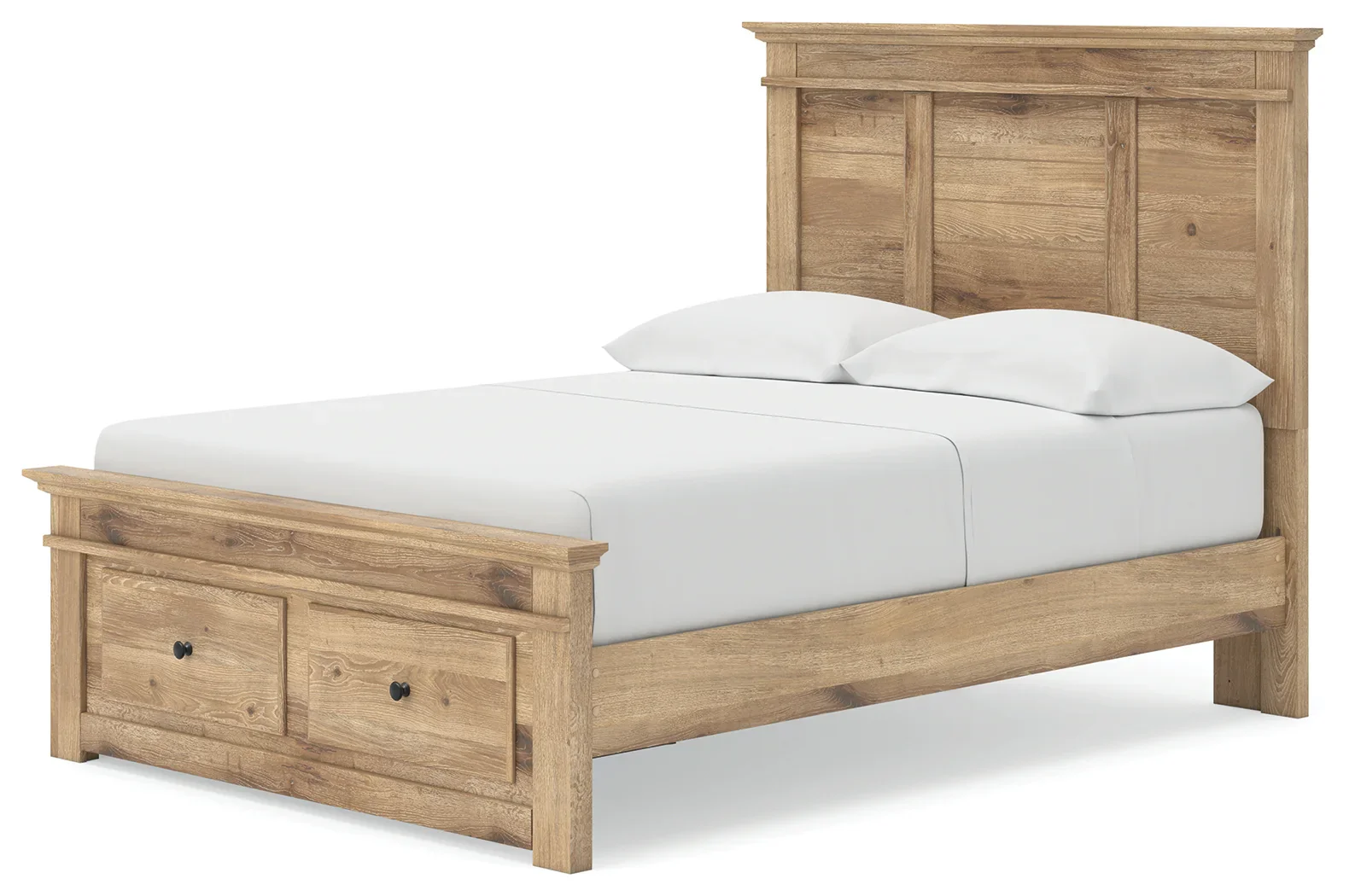 Makidern - Full Panel Storage Bed With Under Bed Storage Unit And Storage Footboard - Tan - Image 4