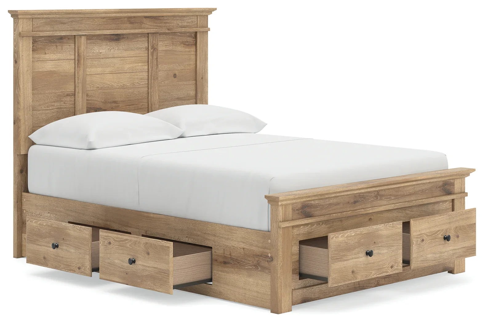 Makidern - Full Panel Storage Bed With Under Bed Storage Unit And Storage Footboard - Tan - Image 5
