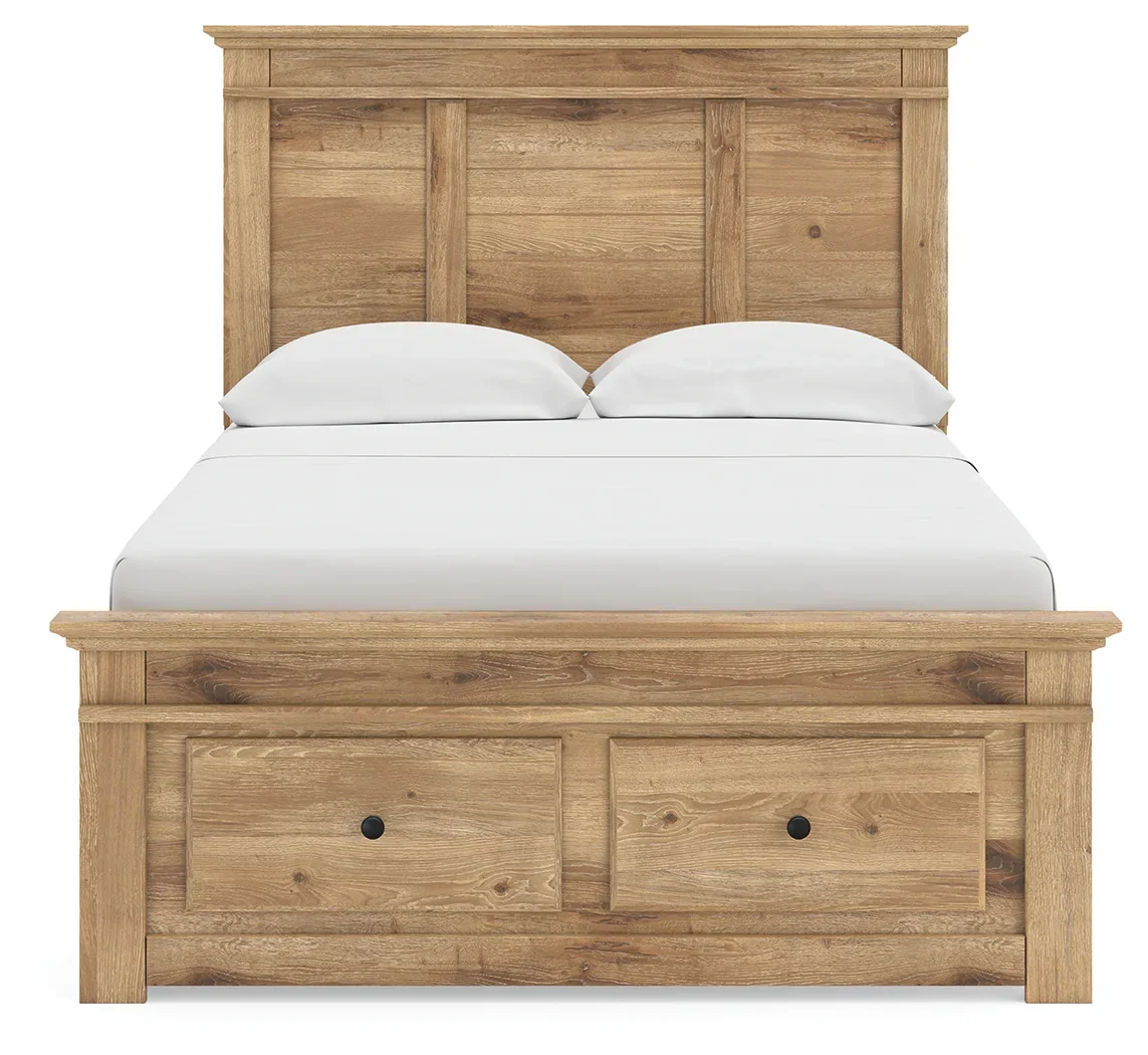 Makidern - Full Panel Storage Bed With Under Bed Storage Unit And Storage Footboard - Tan - Image 6