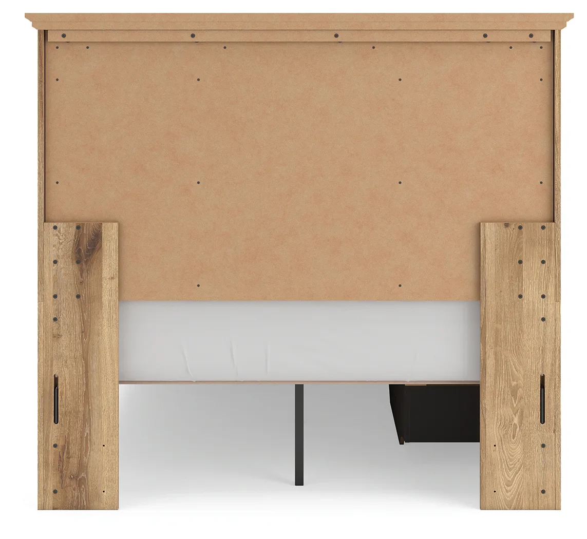 Makidern - Full Panel Storage Bed With Under Bed Storage Unit And Storage Footboard - Tan - Image 7