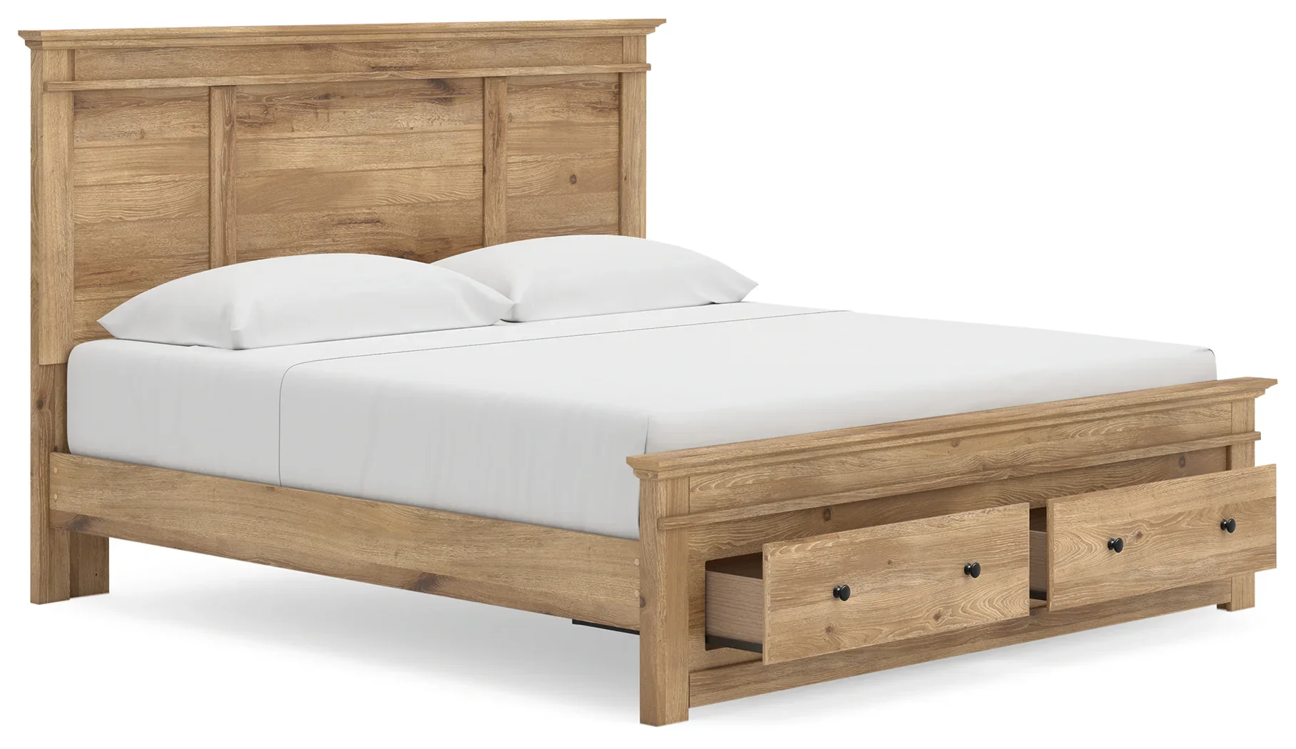 Makidern - King Panel Storage Bed With Storage Footboard - Tan - Image 5