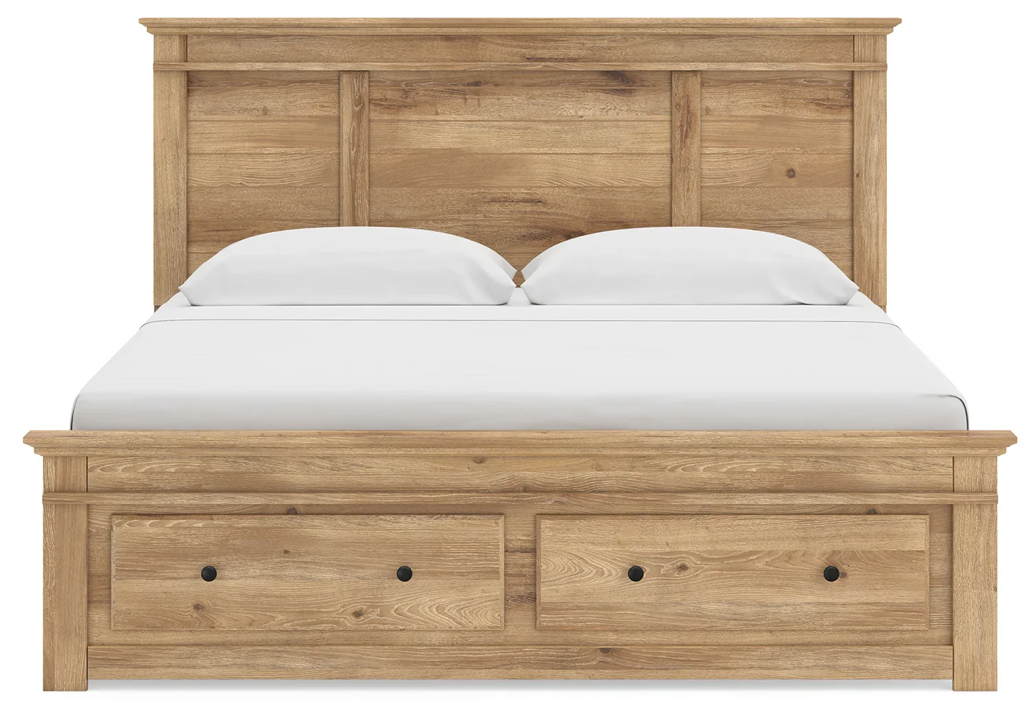 Makidern - King Panel Storage Bed With Under Bed Storage Unit And Storage Footboard - Tan - Image 6