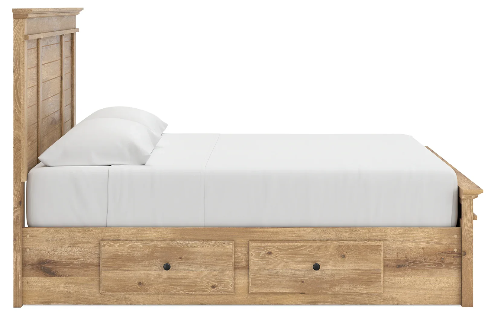 Makidern - King Panel Storage Bed With Under Bed Storage Unit And Storage Footboard - Tan - Image 9