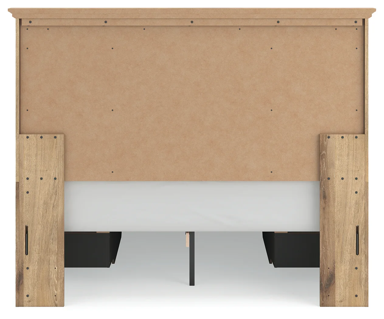 Makidern - Queen Panel Storage Bed With 2 Under Bed Storage Units And Storage Footboard - Tan - Image 7