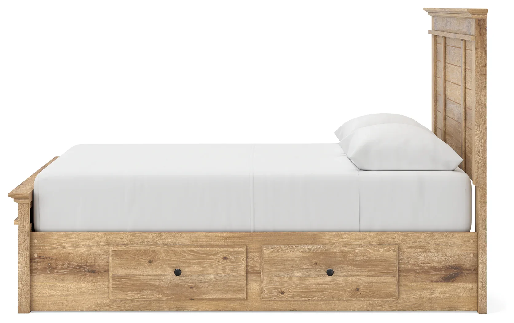 Makidern - Queen Panel Storage Bed With 2 Under Bed Storage Units And Storage Footboard - Tan - Image 8