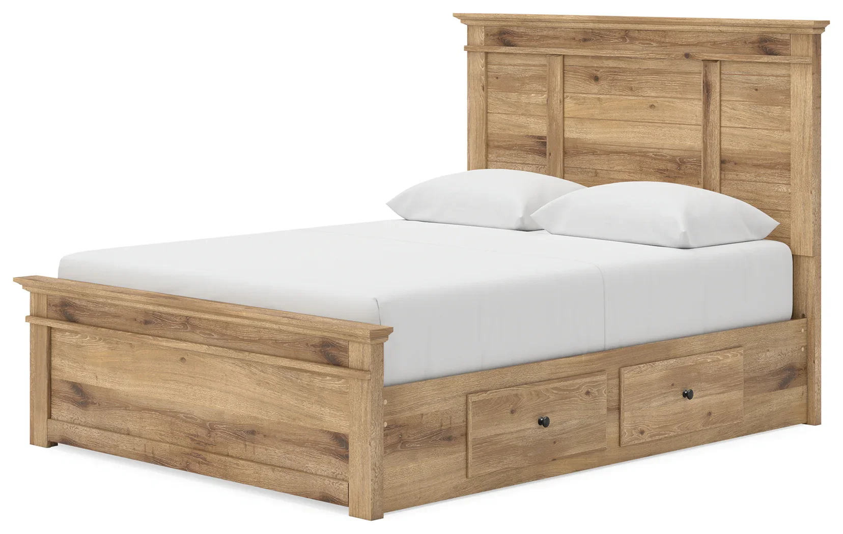 Makidern - Queen Panel Storage Bed With 2 Under Bed Storage Units - Tan - Image 4