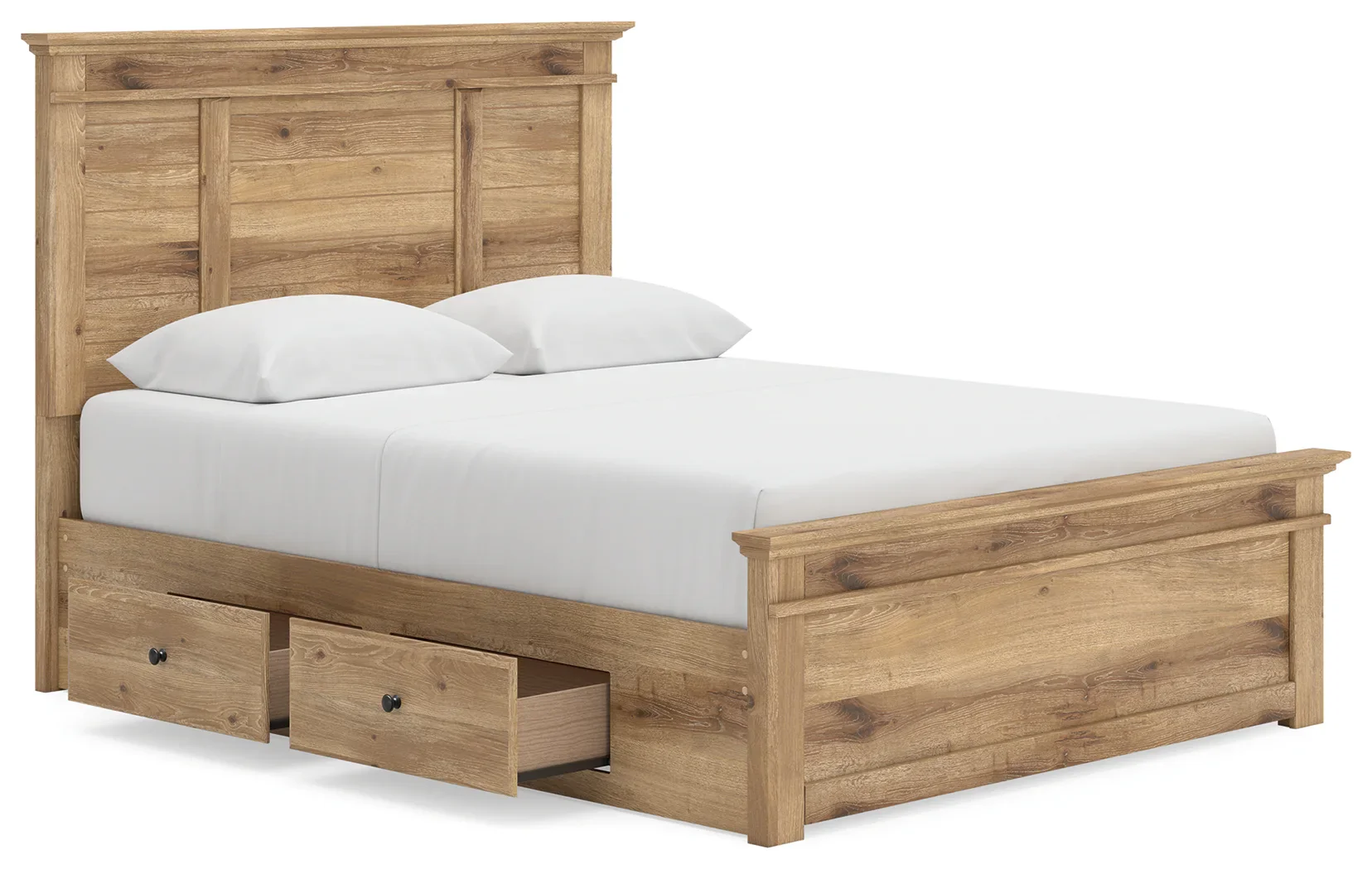 Makidern - Queen Panel Storage Bed With 2 Under Bed Storage Units - Tan - Image 5