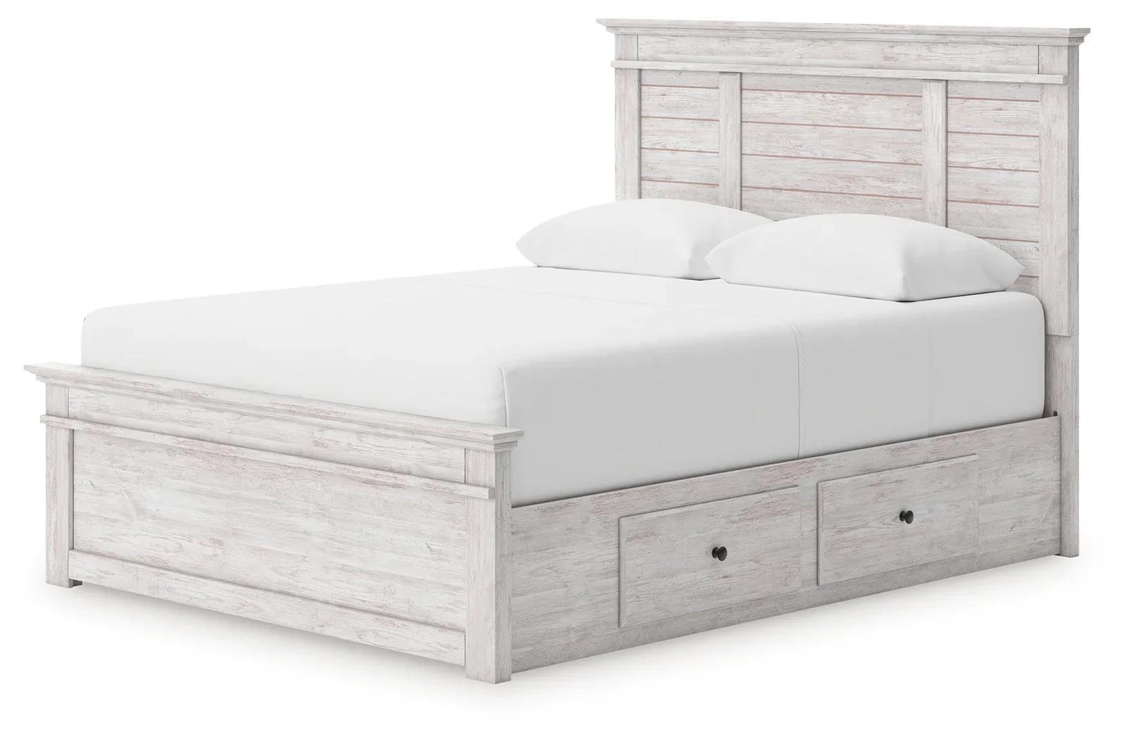 Makidern - Queen Panel Storage Bed With 2 Under Bed Storage Units - Whitewash - Image 2