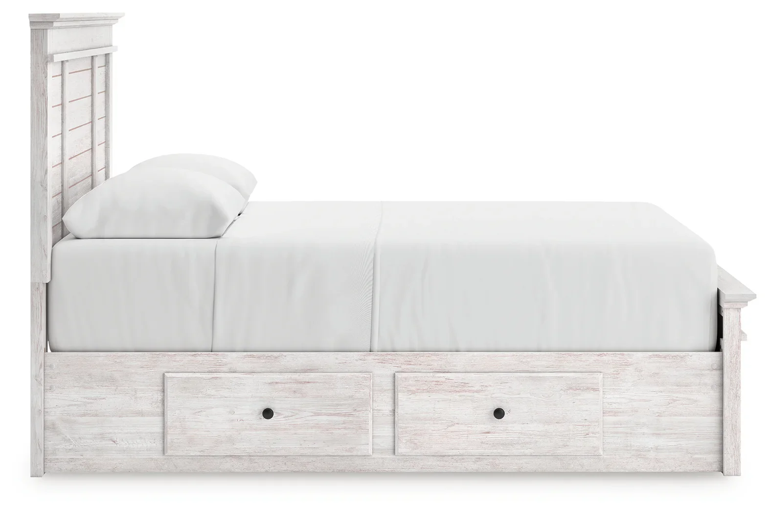 Makidern - Queen Panel Storage Bed With Under Bed Storage Unit And Storage Footboard - Whitewash - Image 7