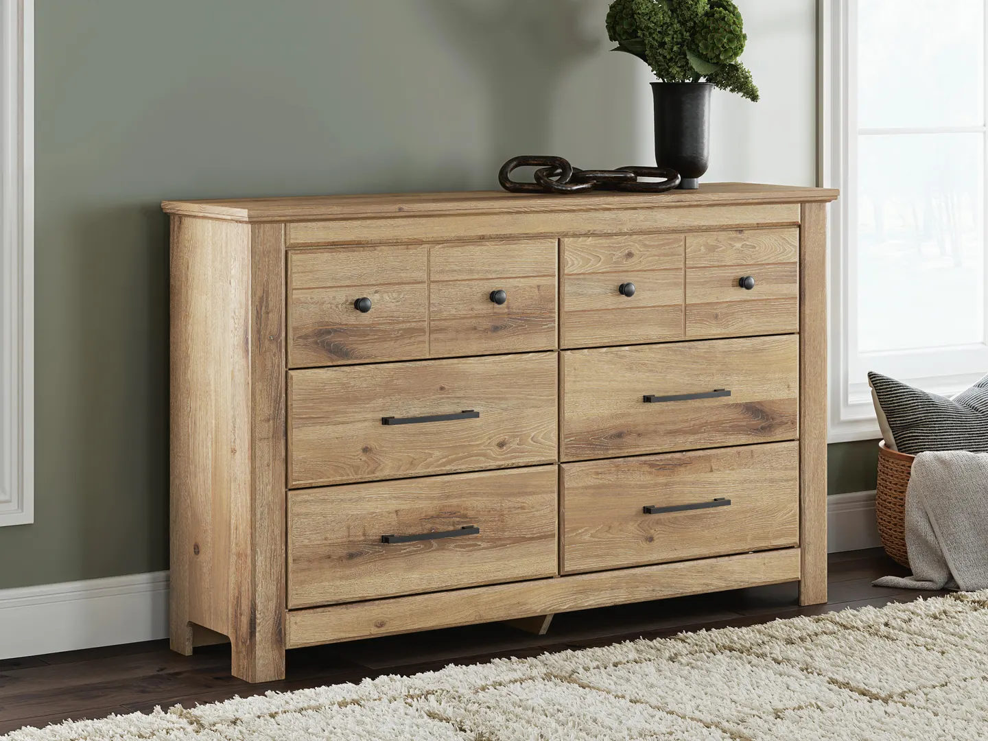 Makidern - Tan - Six Drawer Dresser - Image 2