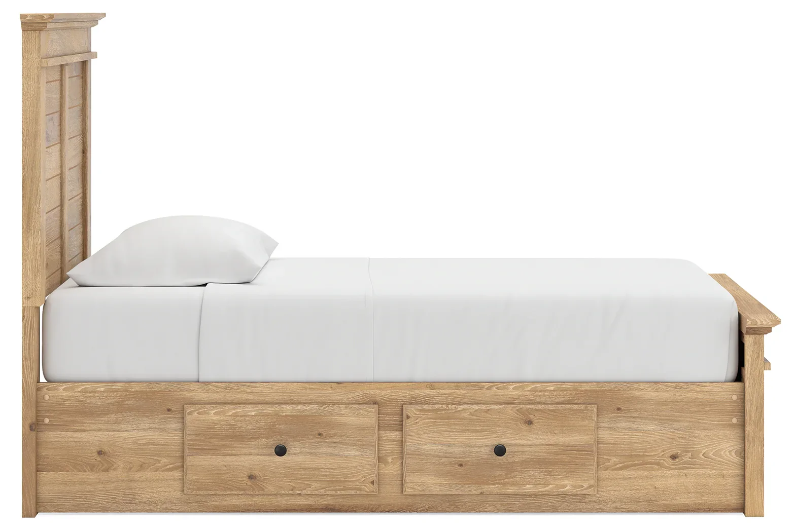 Makidern - Twin Panel Storage Bed With 2 Under Bed Storage Units And Storage Footboard - Tan - Image 10