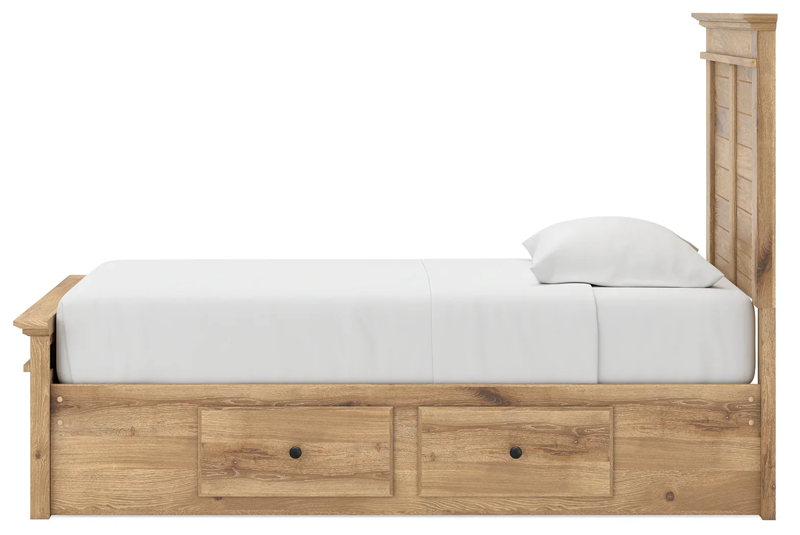 Makidern - Twin Panel Storage Bed With 2 Under Bed Storage Units And Storage Footboard - Tan - Image 8