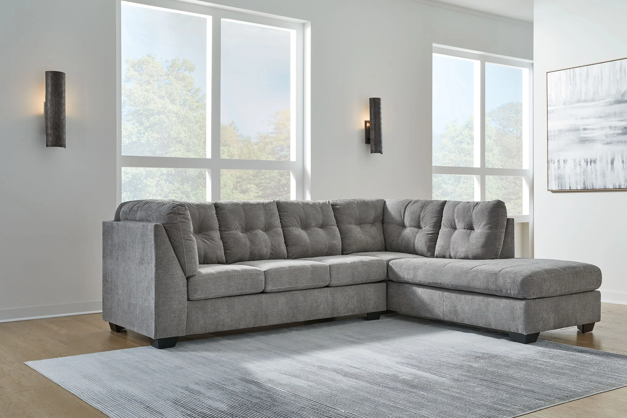 Marleton - Gray - 2-Piece Sectional With Raf Corner Chaise - Image 2