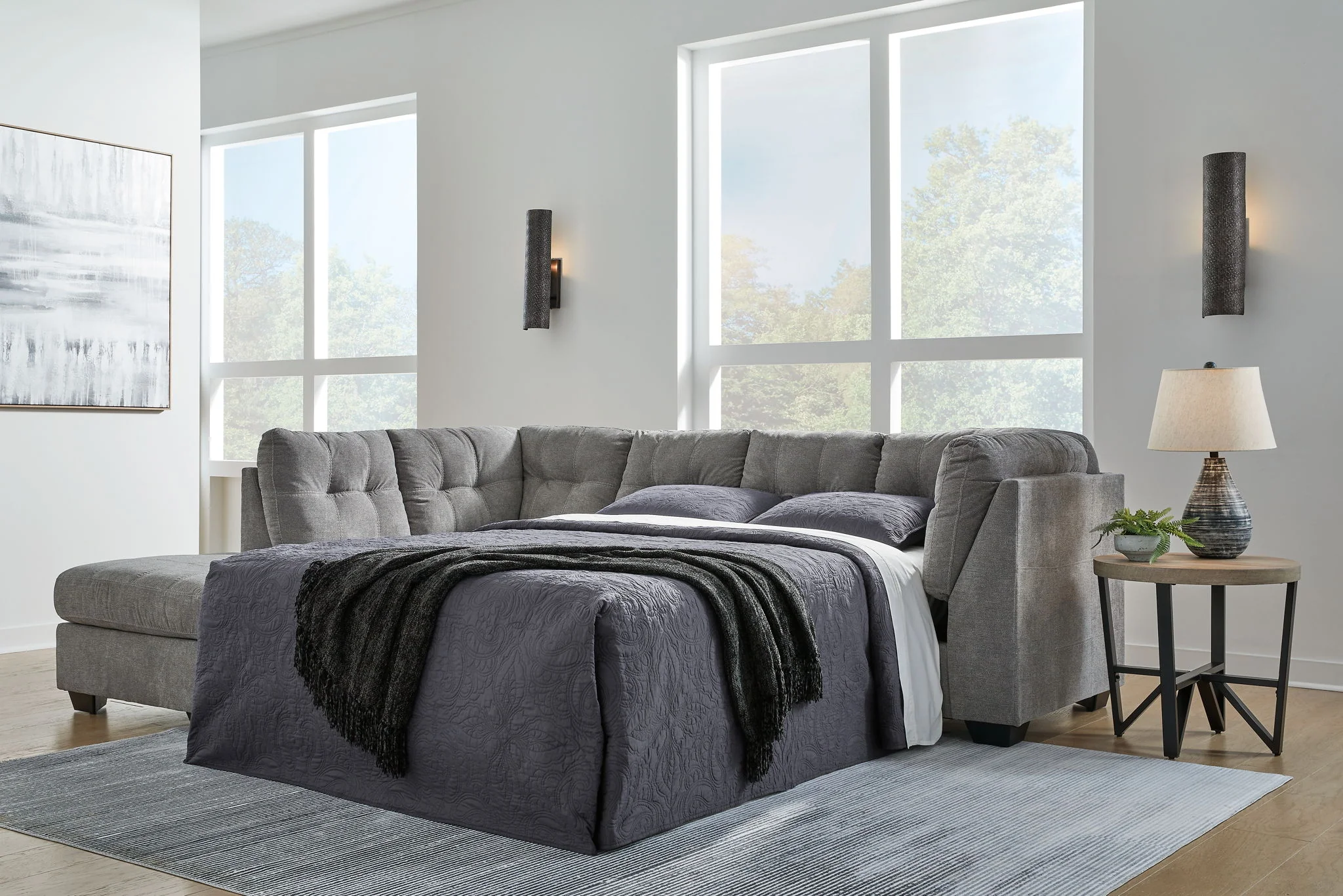 Marleton - Gray - 2-Piece Sleeper Sectional With Laf Corner Chaise - Image 2